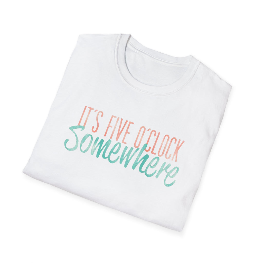 T-Shirt: "It’s Five O’Clock Somewhere" Pastel Vacation Tee
