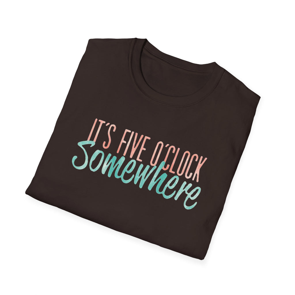 T-Shirt: "It’s Five O’Clock Somewhere" Pastel Vacation Tee