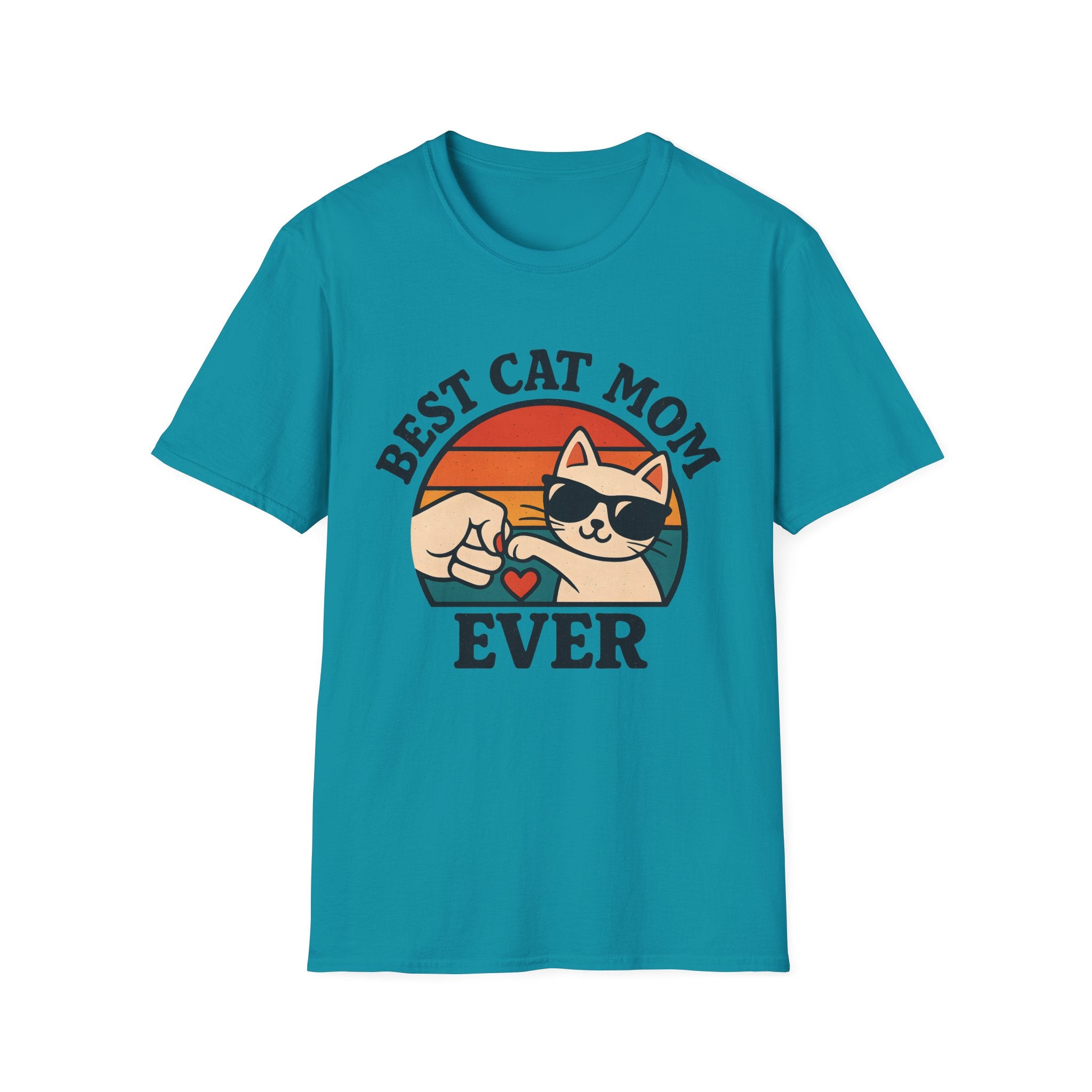 Best Cat Mom Ever T-Shirt — Cute Retro Cat Fist Bump Tee for Cat Lovers, Mother's Day Gift