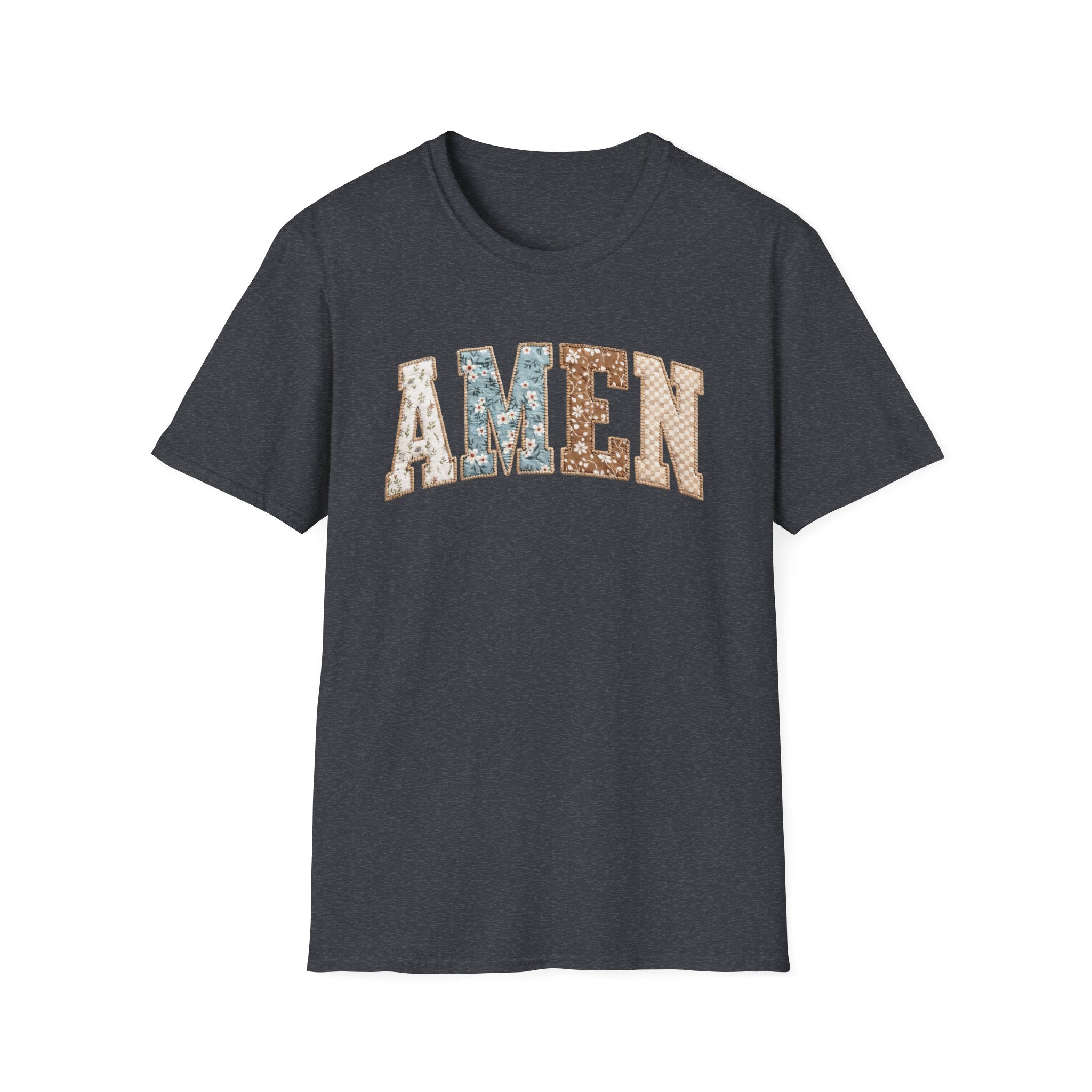 Amen Floral T-Shirt — Vintage Patchwork Faith Tee