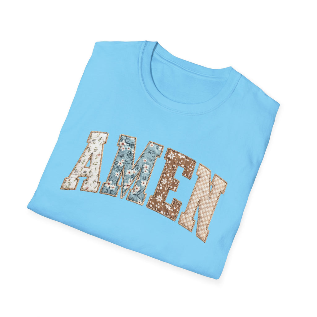 Amen Floral T-Shirt — Vintage Patchwork Faith Tee