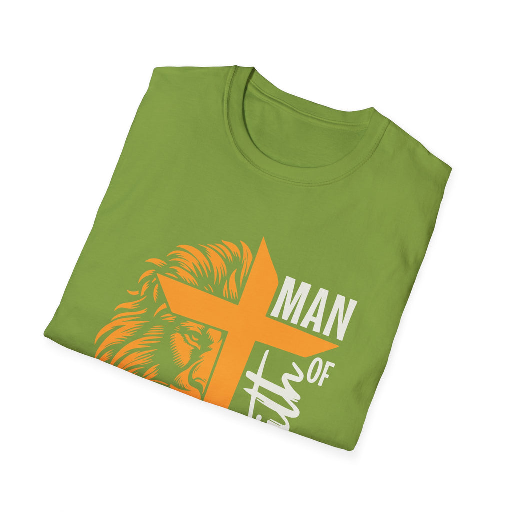 Man of Faith T-Shirt — Lion & Cross Christian Tee (1 Corinthians 16:13)