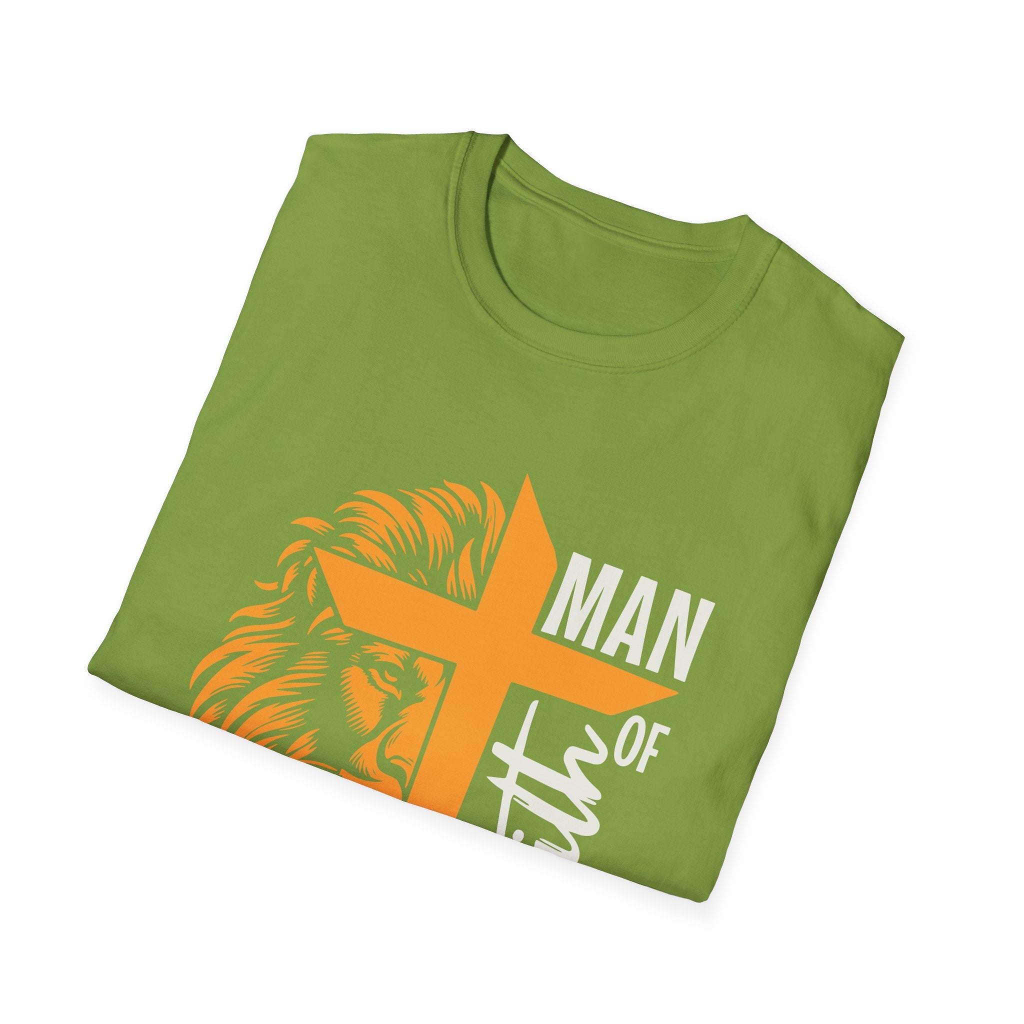 Man of Faith T-Shirt — Lion & Cross Christian Tee (1 Corinthians 16:13)