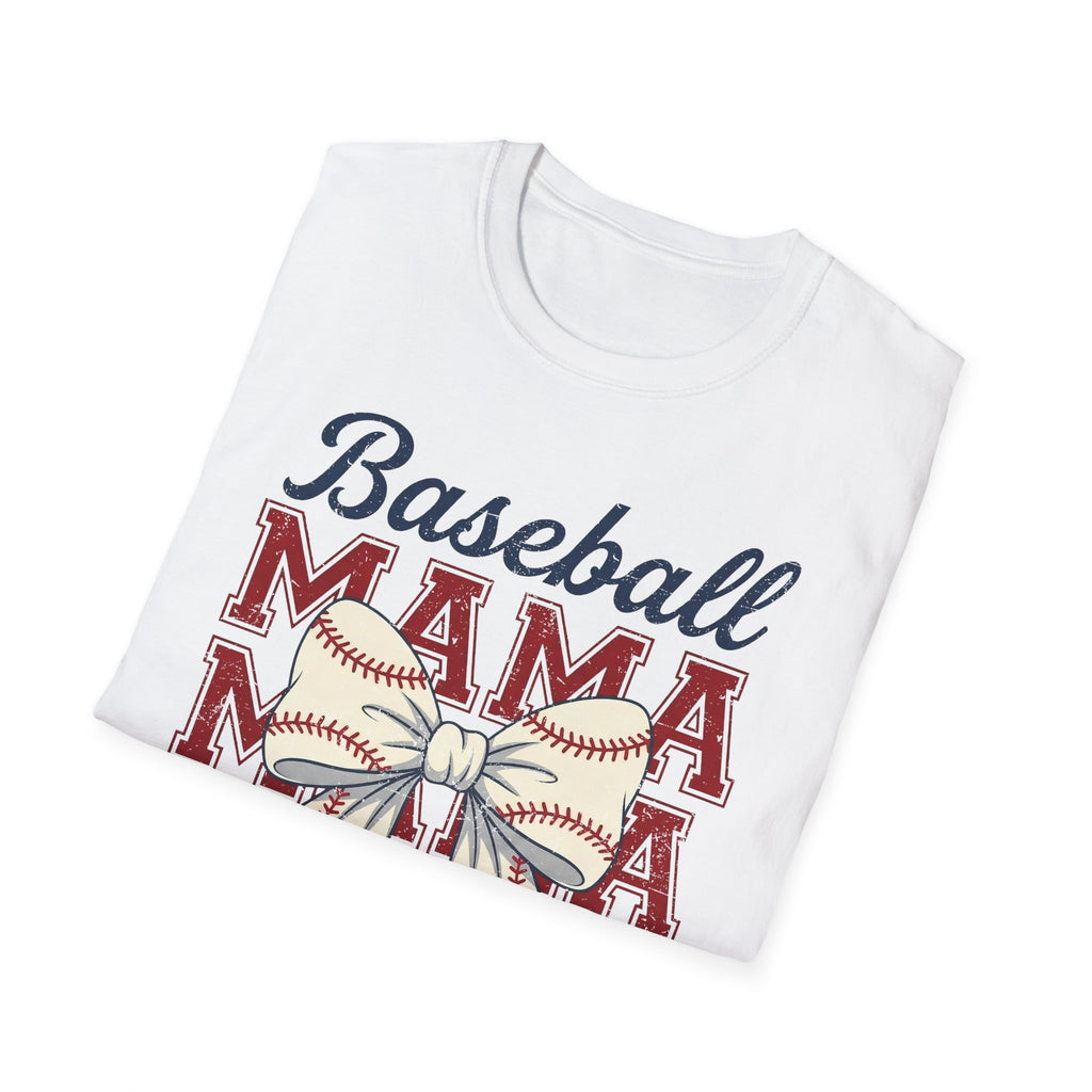 Baseball Mama T-Shirt — Retro Bow Baseball Mom Tee