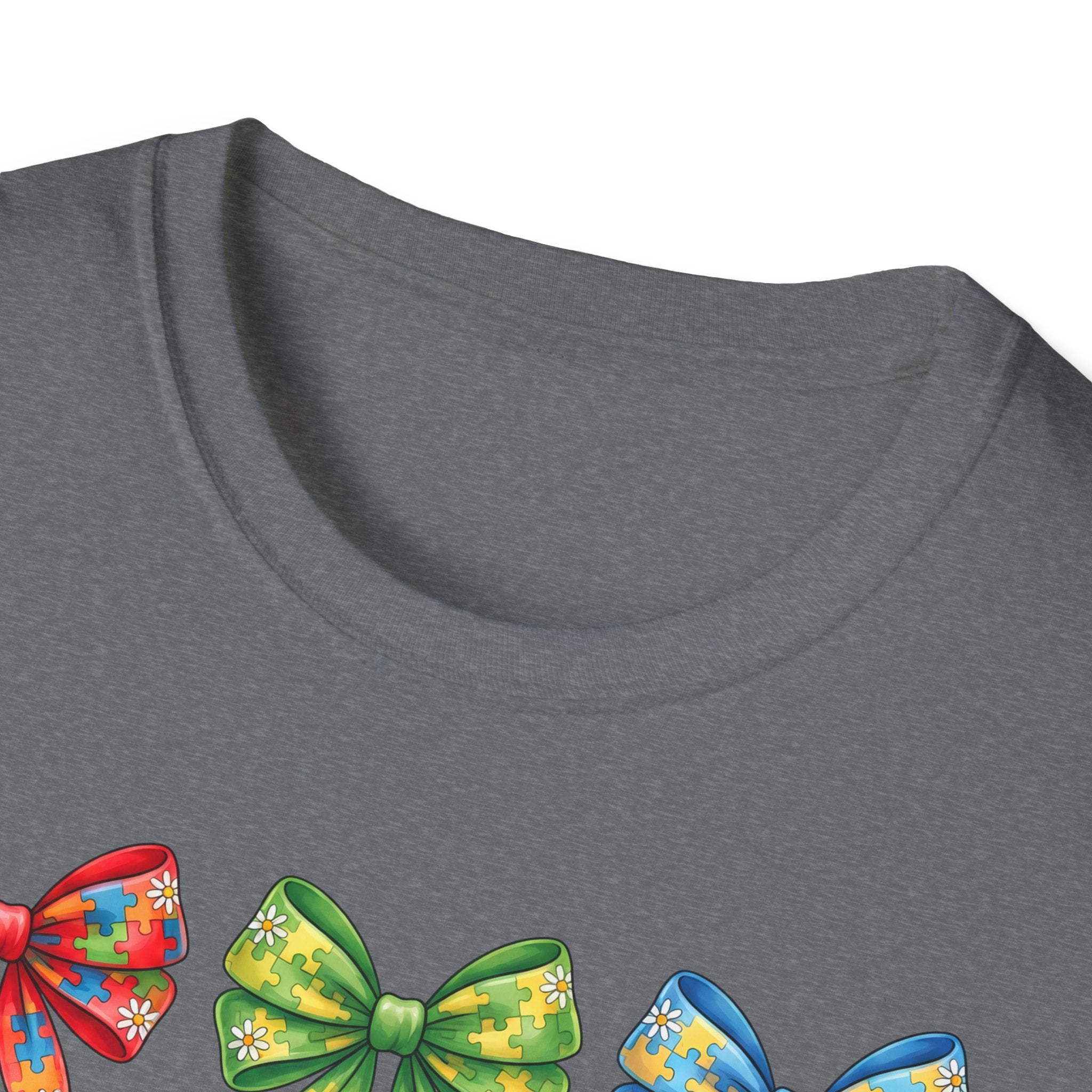 Autism Awareness T-Shirt — "Autism: Accept • Understand • Love" with Colorful Ribbon Bows