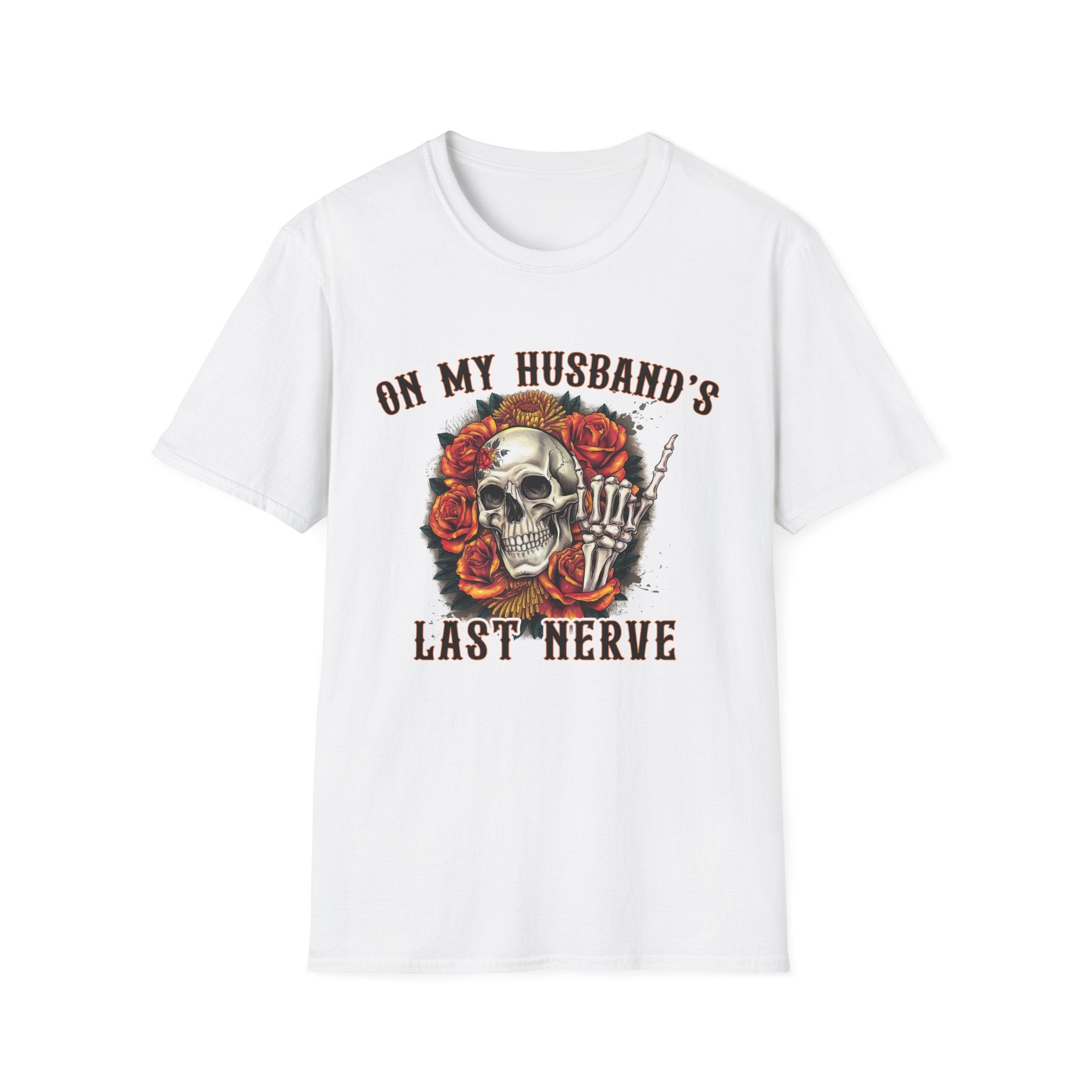 On My Husband's Last Nerve Skull & Roses T‑Shirt