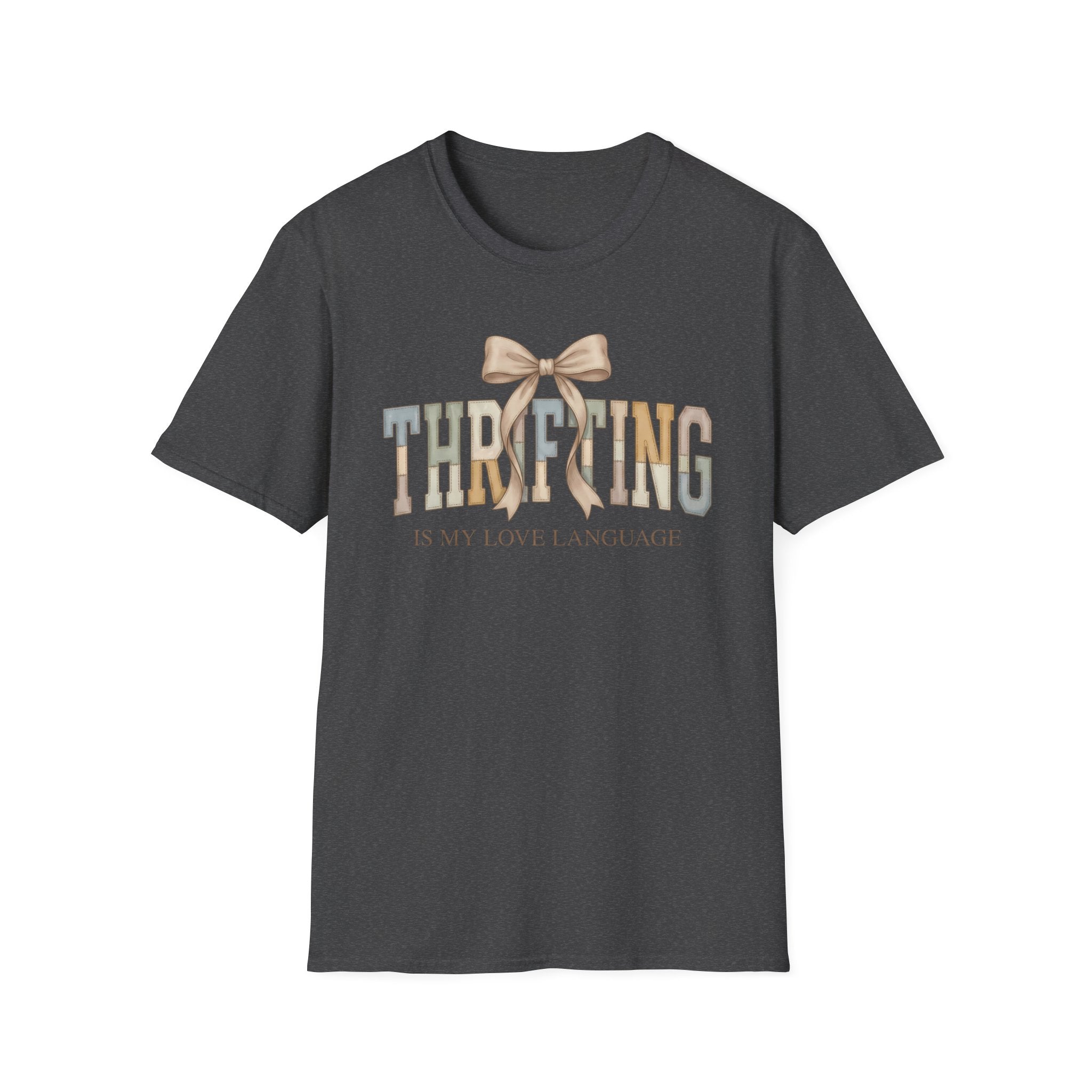 Thrifting Is My Love Language T-Shirt – Retro Bow Vintage Vibe Tee for Thrift Lovers