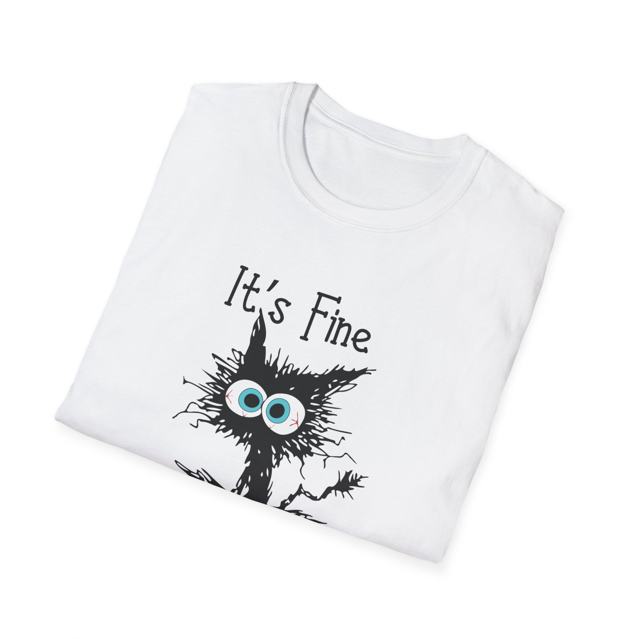 It's Fine Cat T-Shirt — Funny Grunge Cat Graphic Tee ("It's Fine I'm Fine Everything Is Fine")