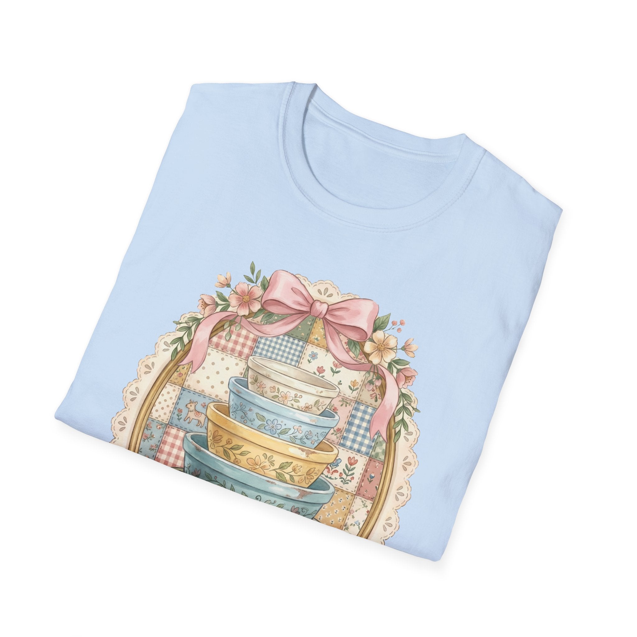 Vintage Mixing Bowls T-Shirt — Shabby Chic Kitchen Stack Graphic Tee