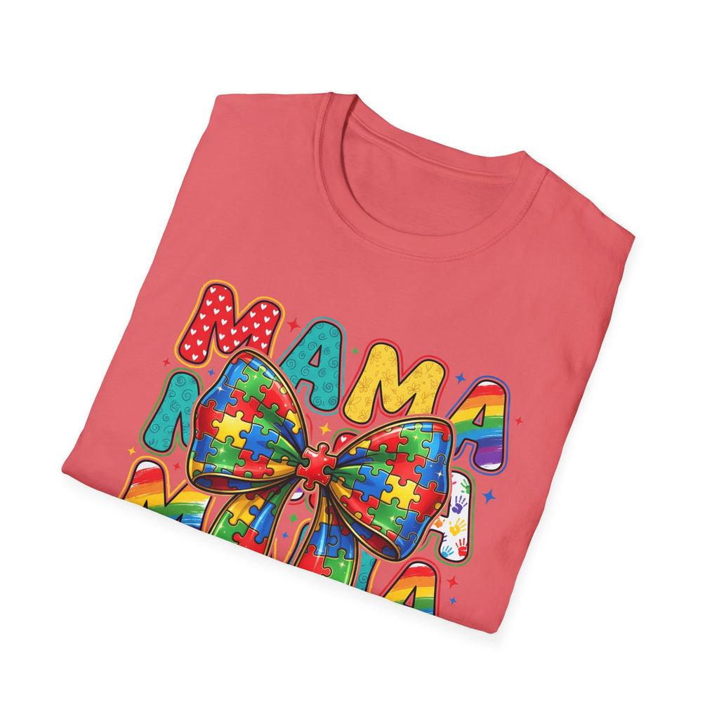 Autism Awareness Mama T-Shirt — Puzzle Ribbon Mom Tee for Autism Support