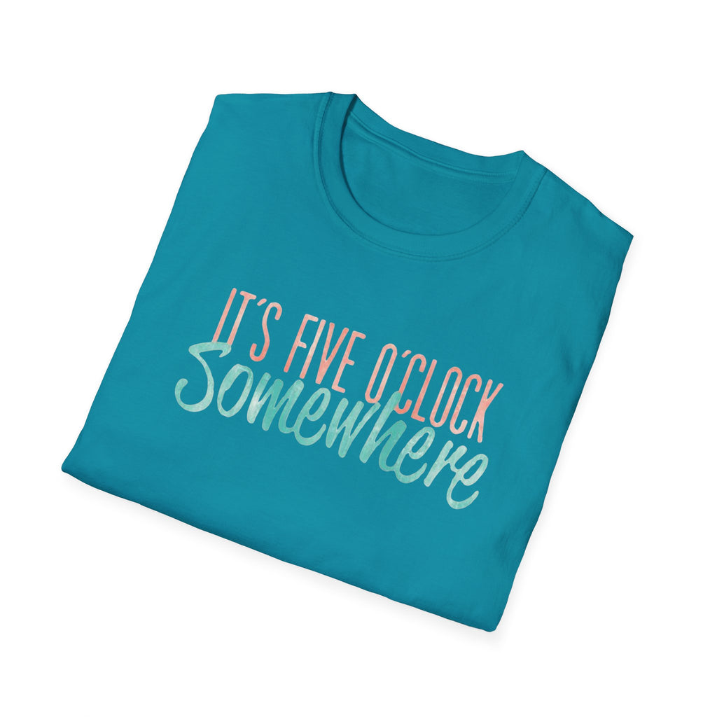 T-Shirt: "It’s Five O’Clock Somewhere" Pastel Vacation Tee
