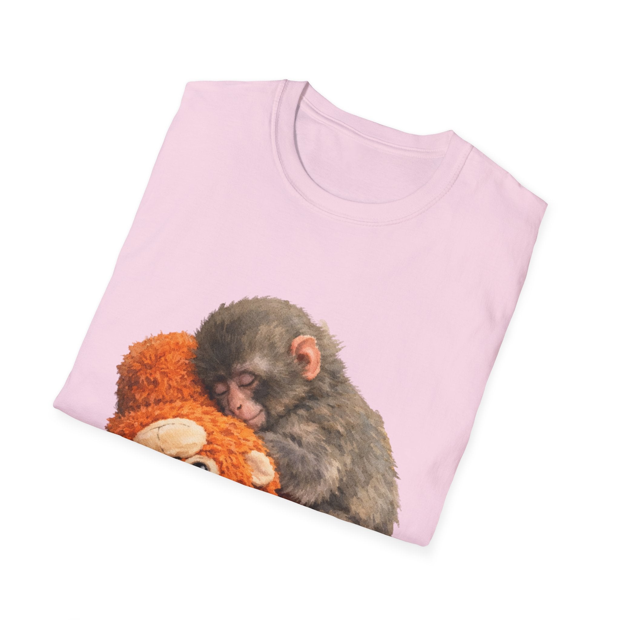 Baby Monkey & Teddy T-Shirt — Cute Sleepy Primate Graphic Tee