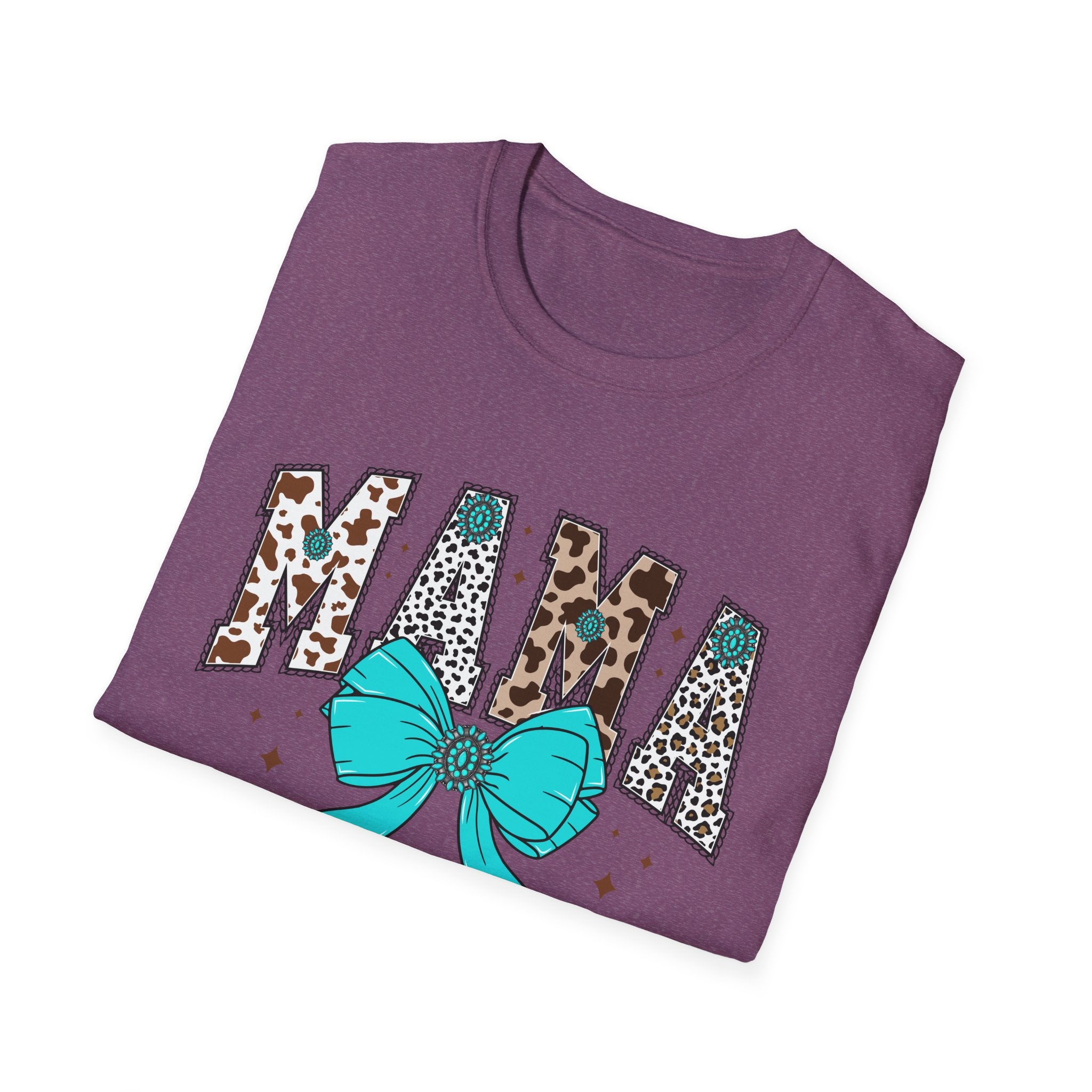 Mama Leopard Print Tee with Teal Bow – Cute Mother's Day Shirt