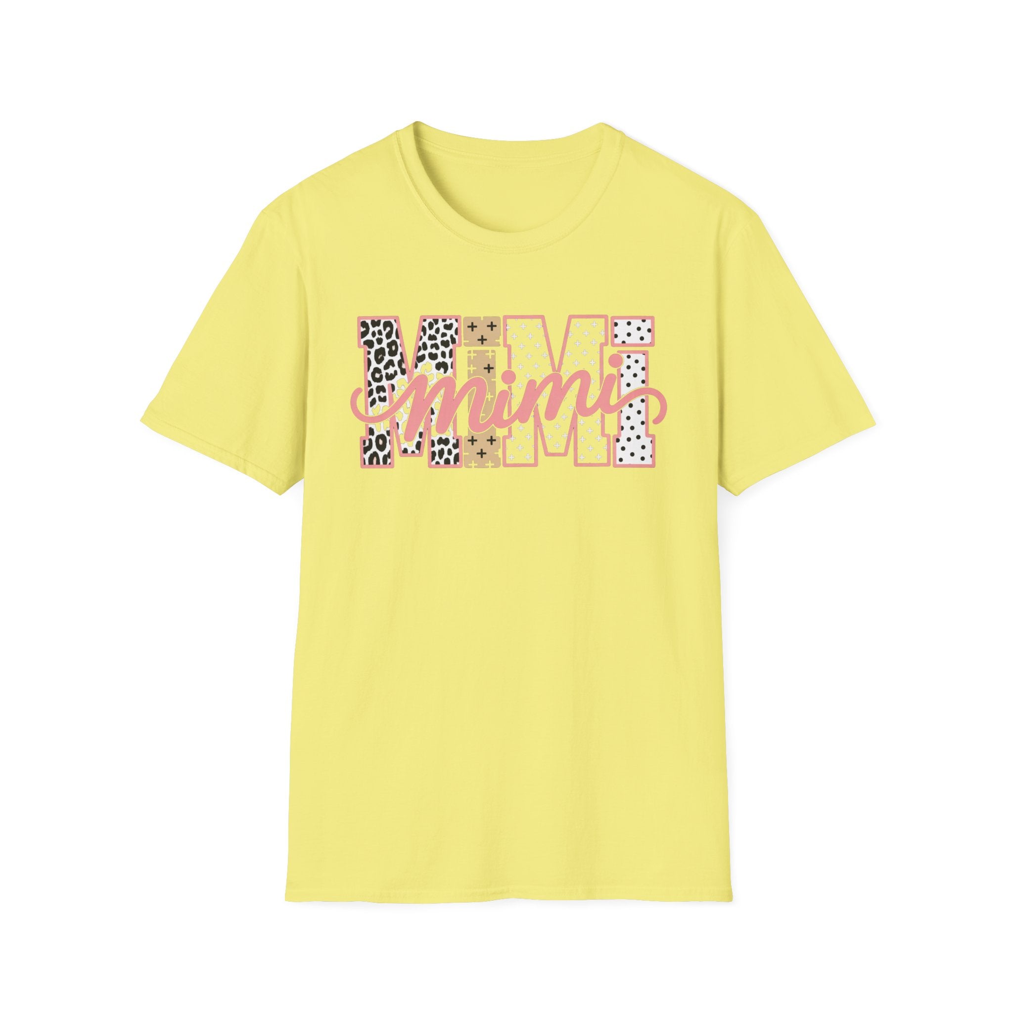 Mimi Leopard Patchwork T‑Shirt — Cute Floral & Animal Print "Mimi" Graphic Tee