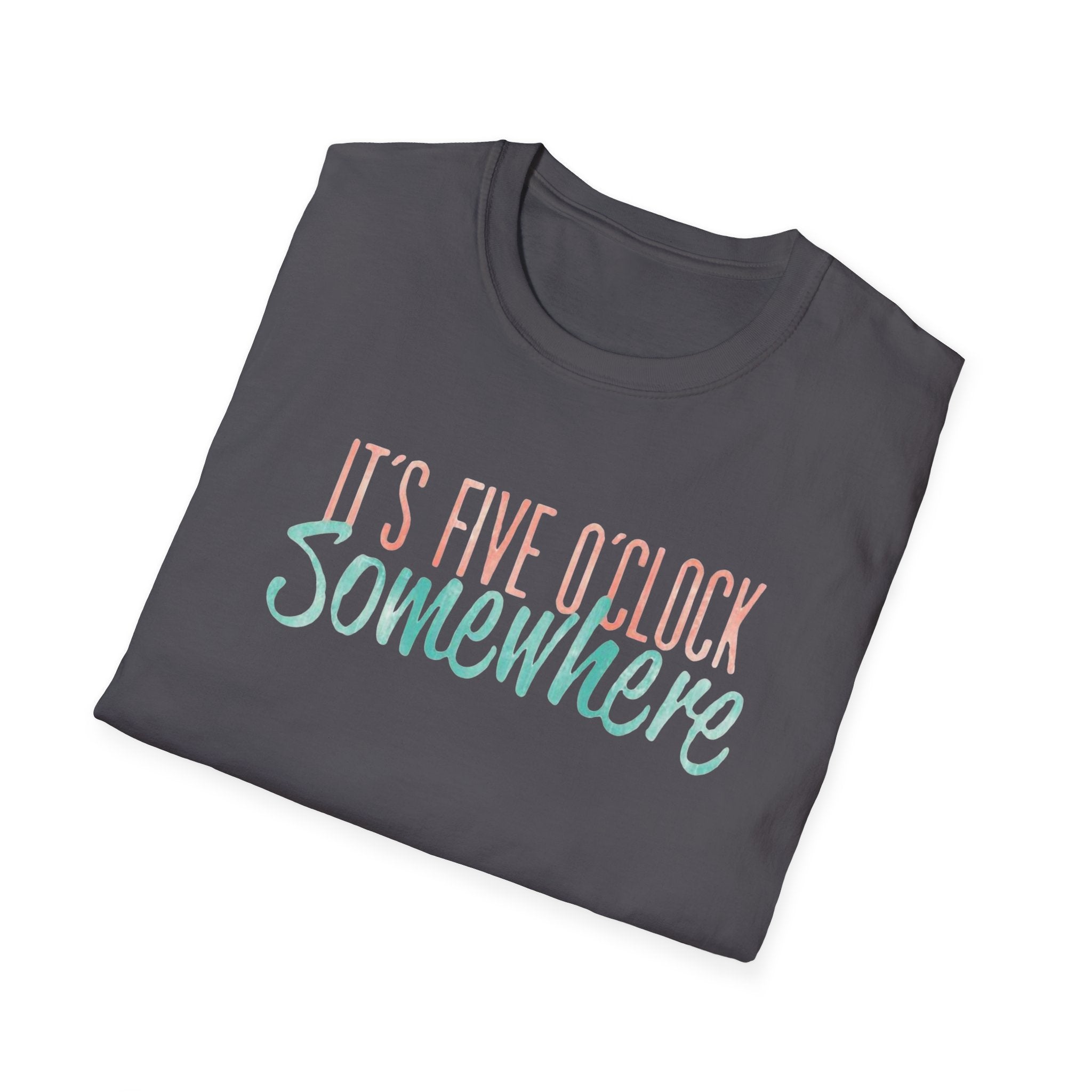 T-Shirt: "It’s Five O’Clock Somewhere" Pastel Vacation Tee