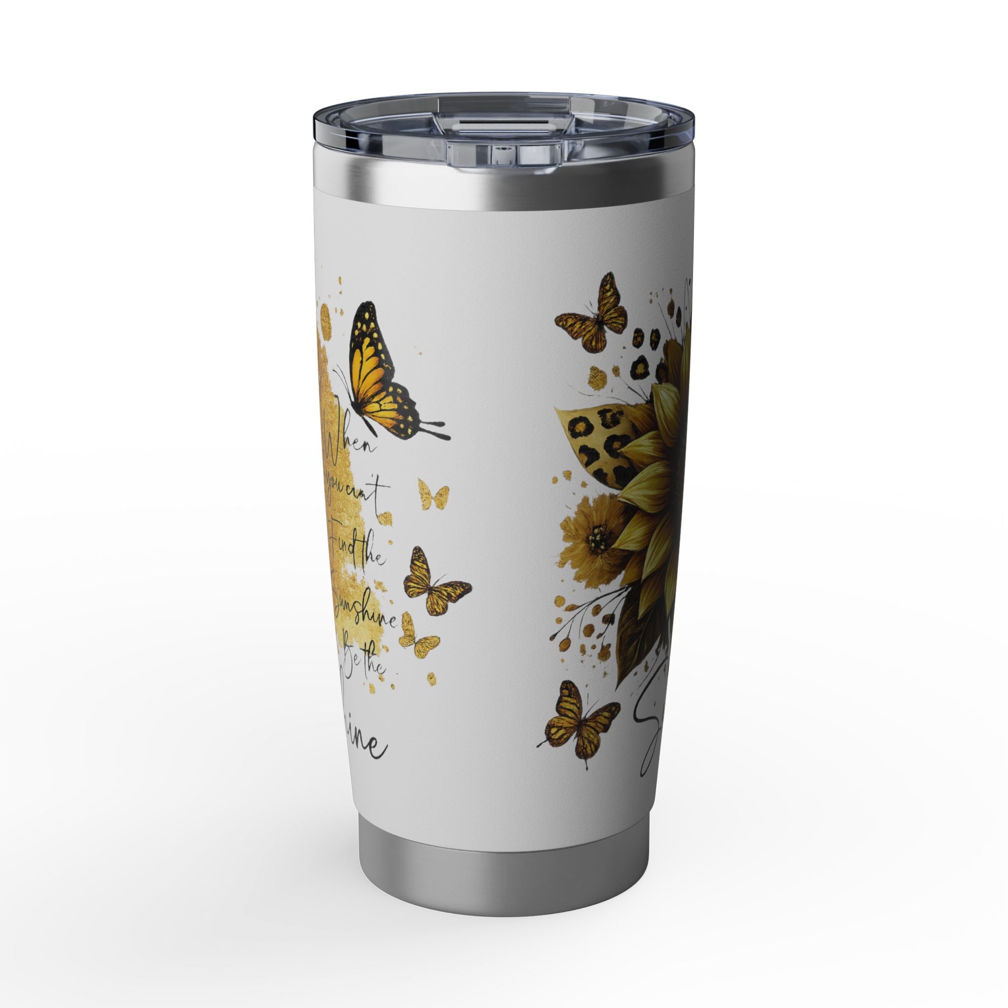 Sunflower & Monarch 20oz Tumbler — Inspirational Travel Drinkware
