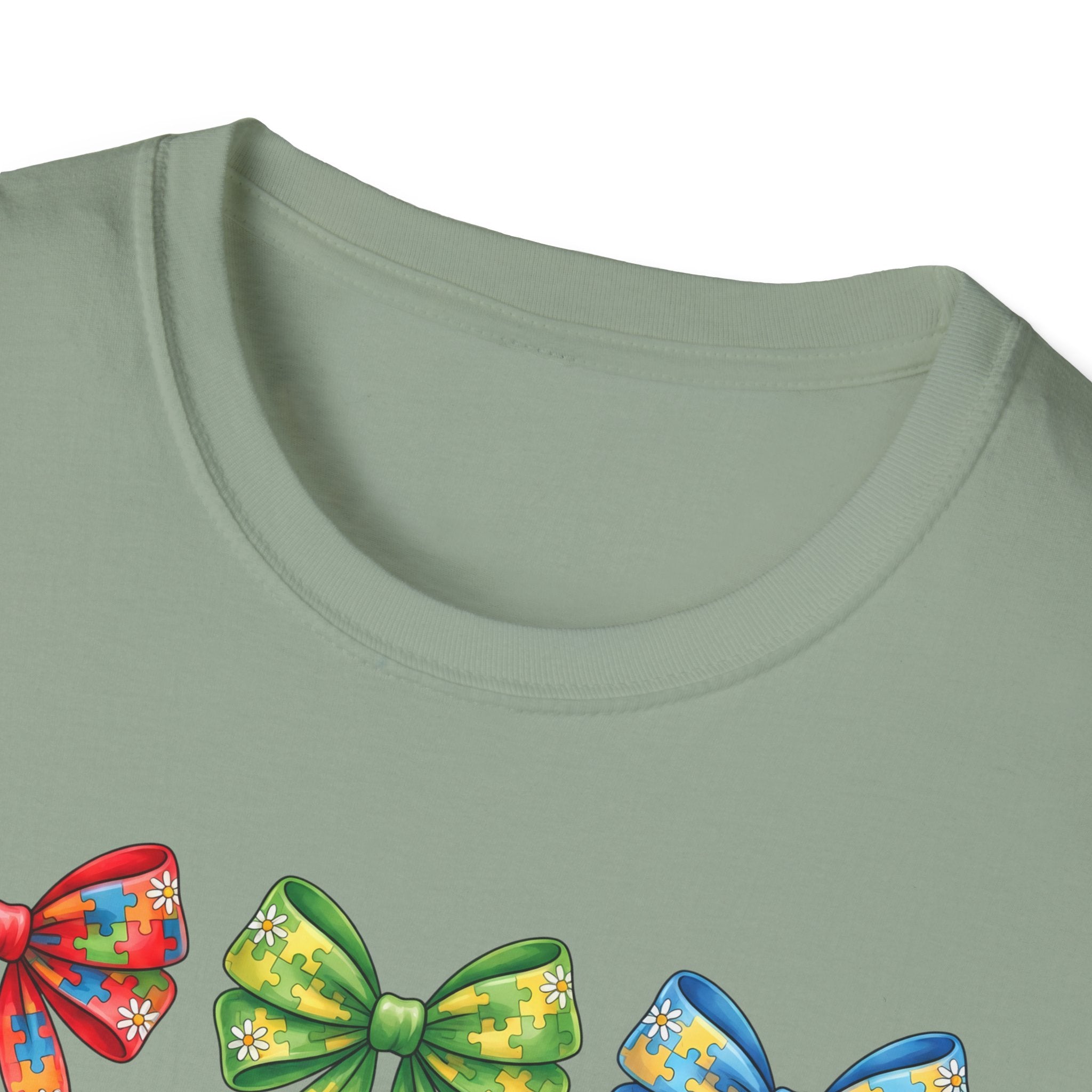 Autism Awareness T-Shirt — "Autism: Accept • Understand • Love" with Colorful Ribbon Bows