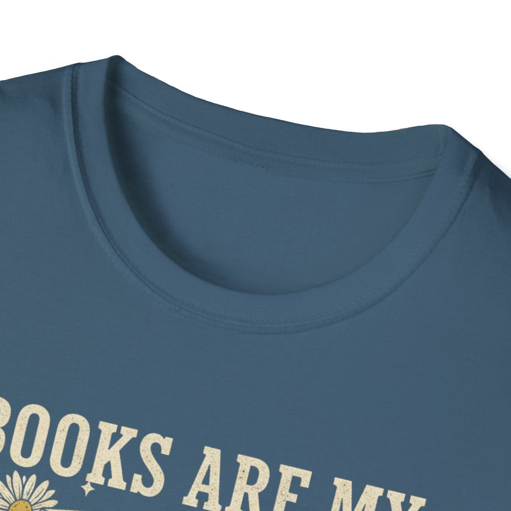 Books Are My Therapy T-Shirt — Stack of Books & Coffee Literary Tee
