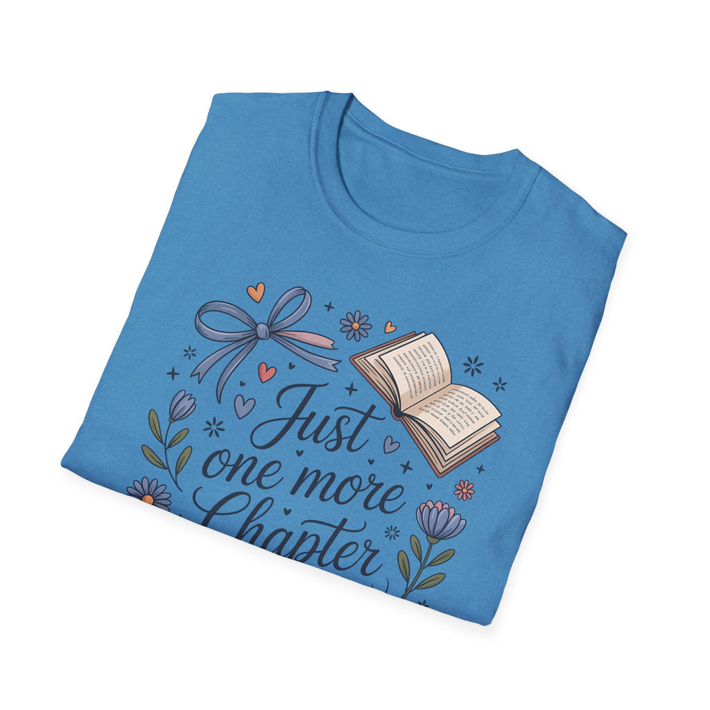 T-Shirt — "Just One More Chapter" Book Lover Tee with Glasses & Coffee