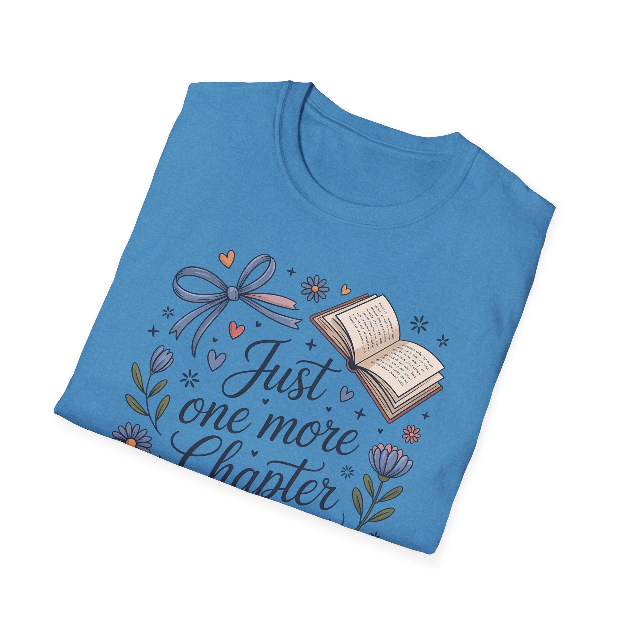 T-Shirt — "Just One More Chapter" Book Lover Tee with Glasses & Coffee
