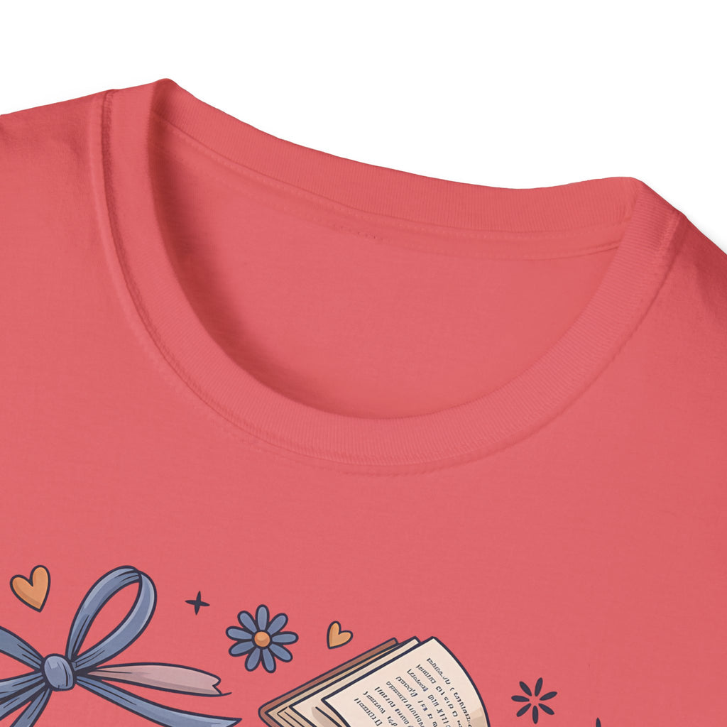 T-Shirt — "Just One More Chapter" Book Lover Tee with Glasses & Coffee