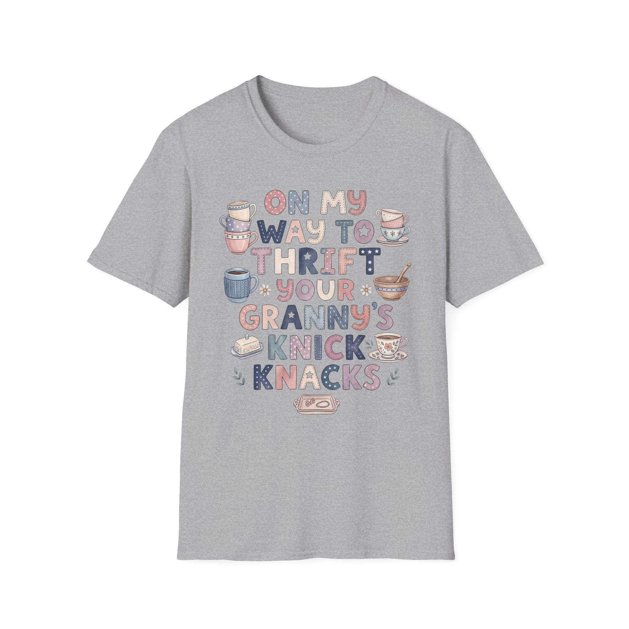 Thrifted Finds Tee — “On My Way to Thrift Your Granny’s Knick Knacks” Vintage Coffee Graphic T-Shirt