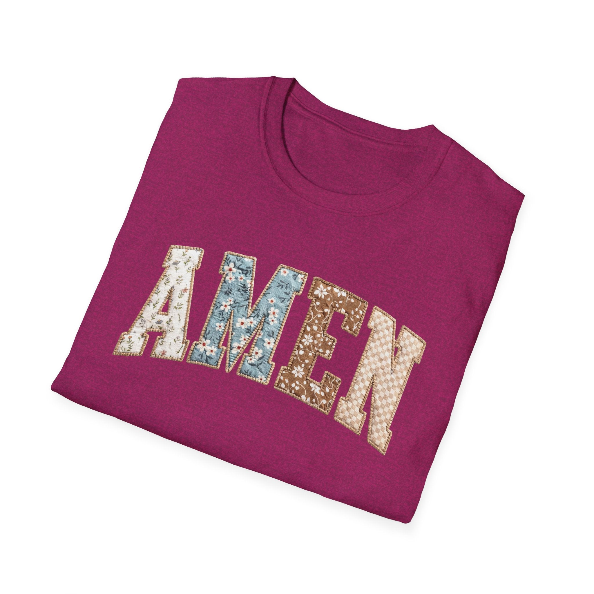 Amen Floral T-Shirt — Vintage Patchwork Faith Tee