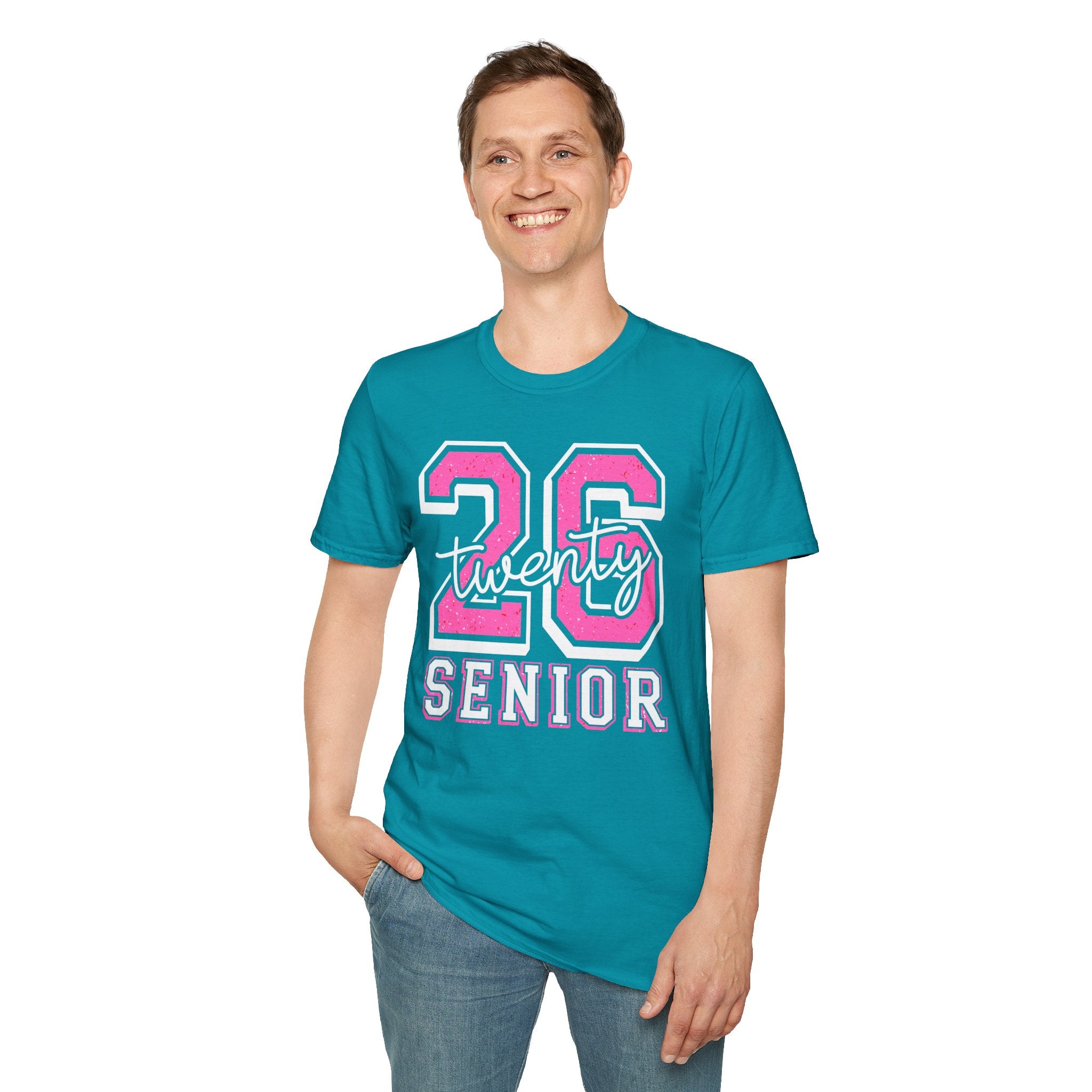 Senior Class of 26 T-Shirt — "twenty 26" Pink Varsity Senior Tee