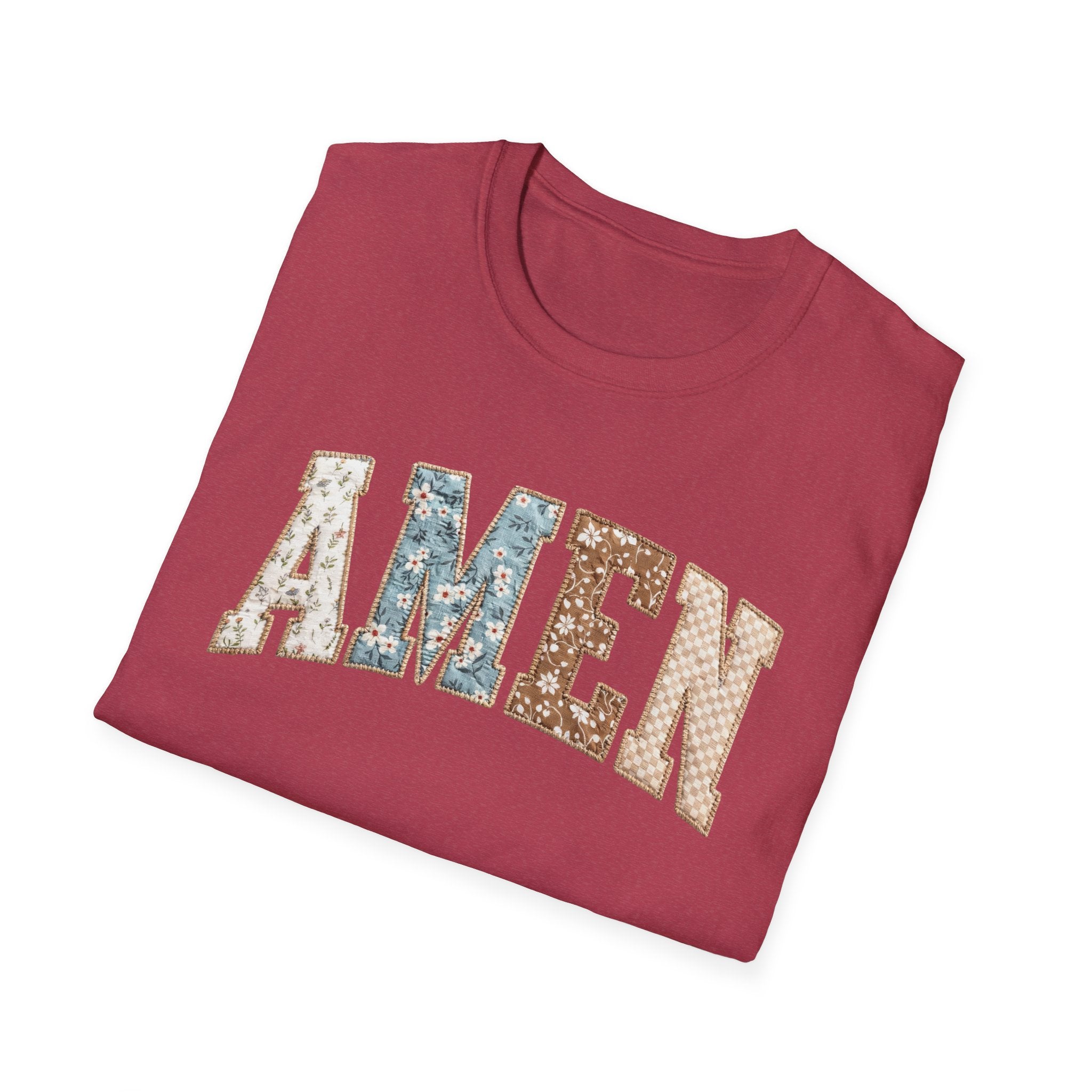 Amen Floral T-Shirt — Vintage Patchwork Faith Tee