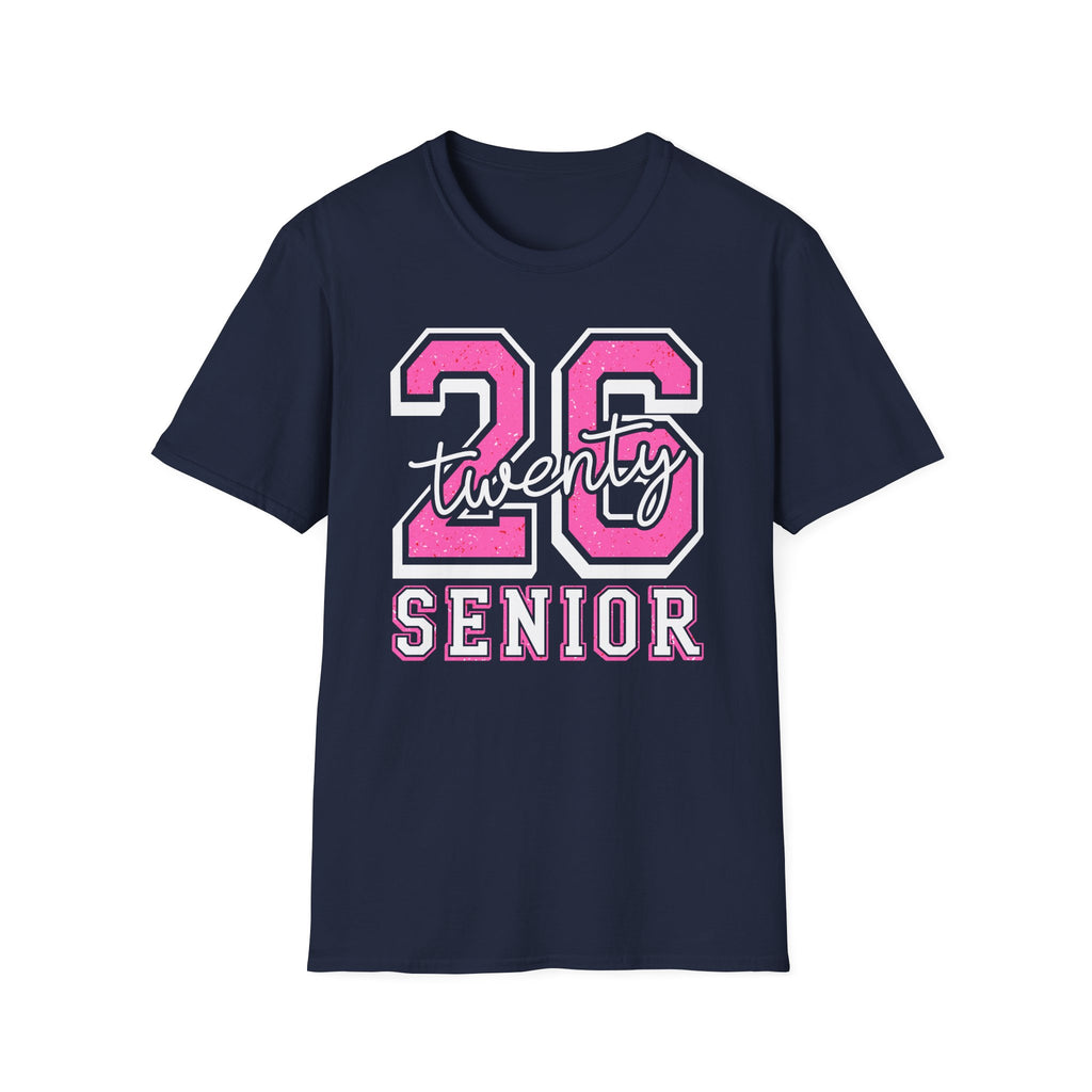 Senior Class of 26 T-Shirt — "twenty 26" Pink Varsity Senior Tee