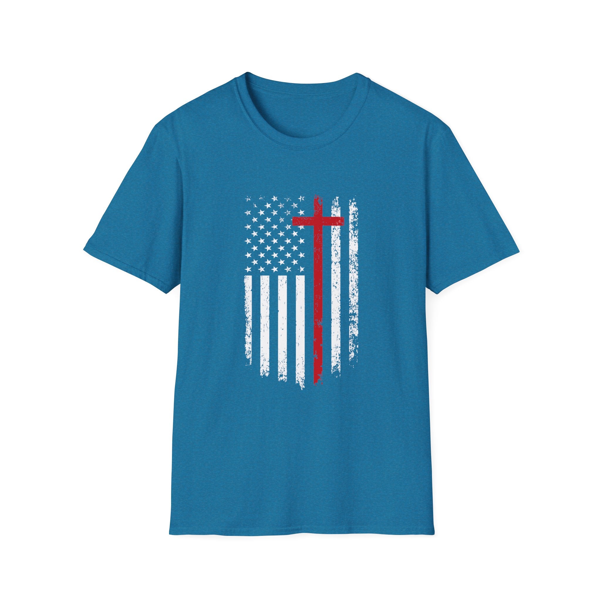 Christian Cross Minimalist T-Shirt — Distressed Red Cross Faith Tee