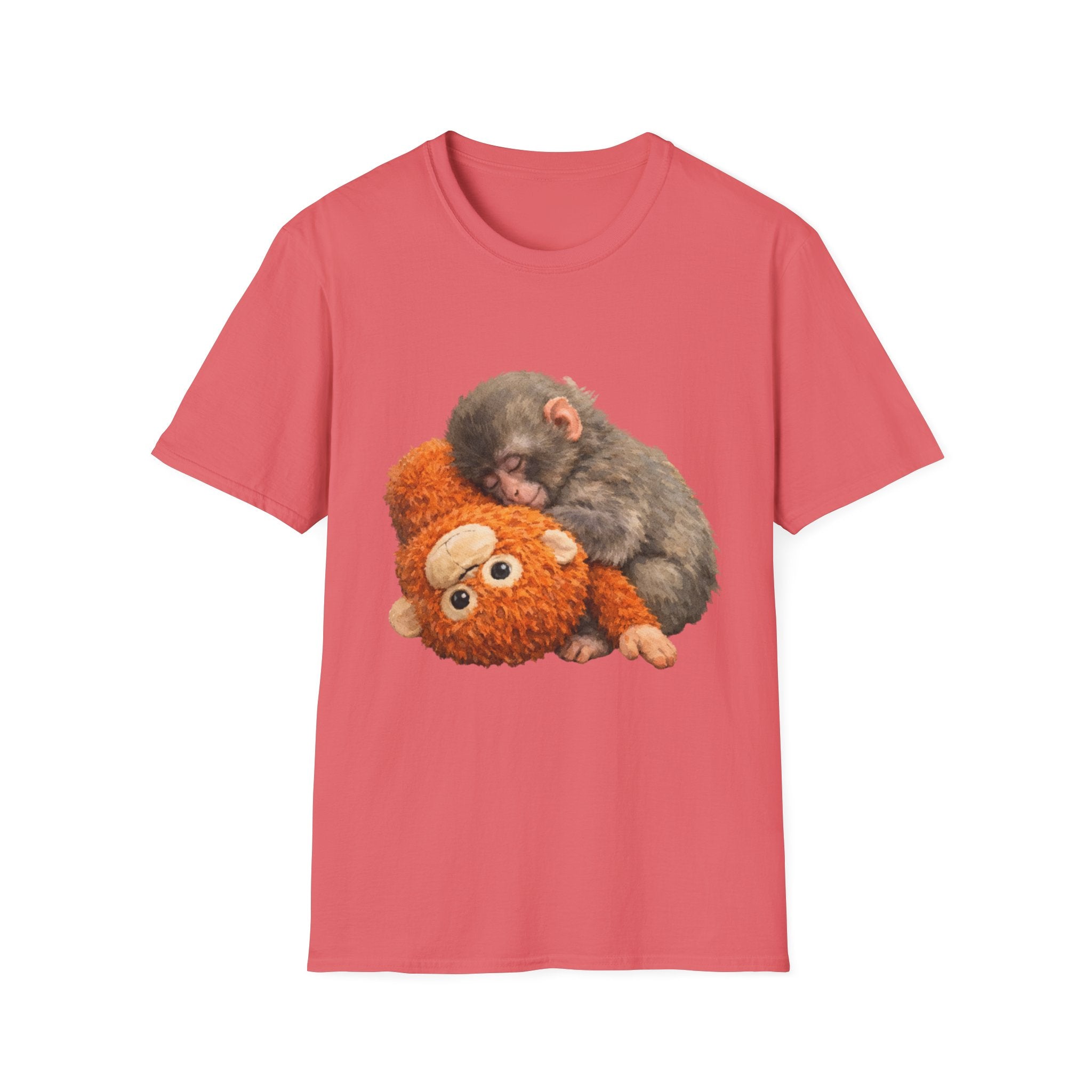 Baby Monkey & Teddy T-Shirt — Cute Sleepy Primate Graphic Tee
