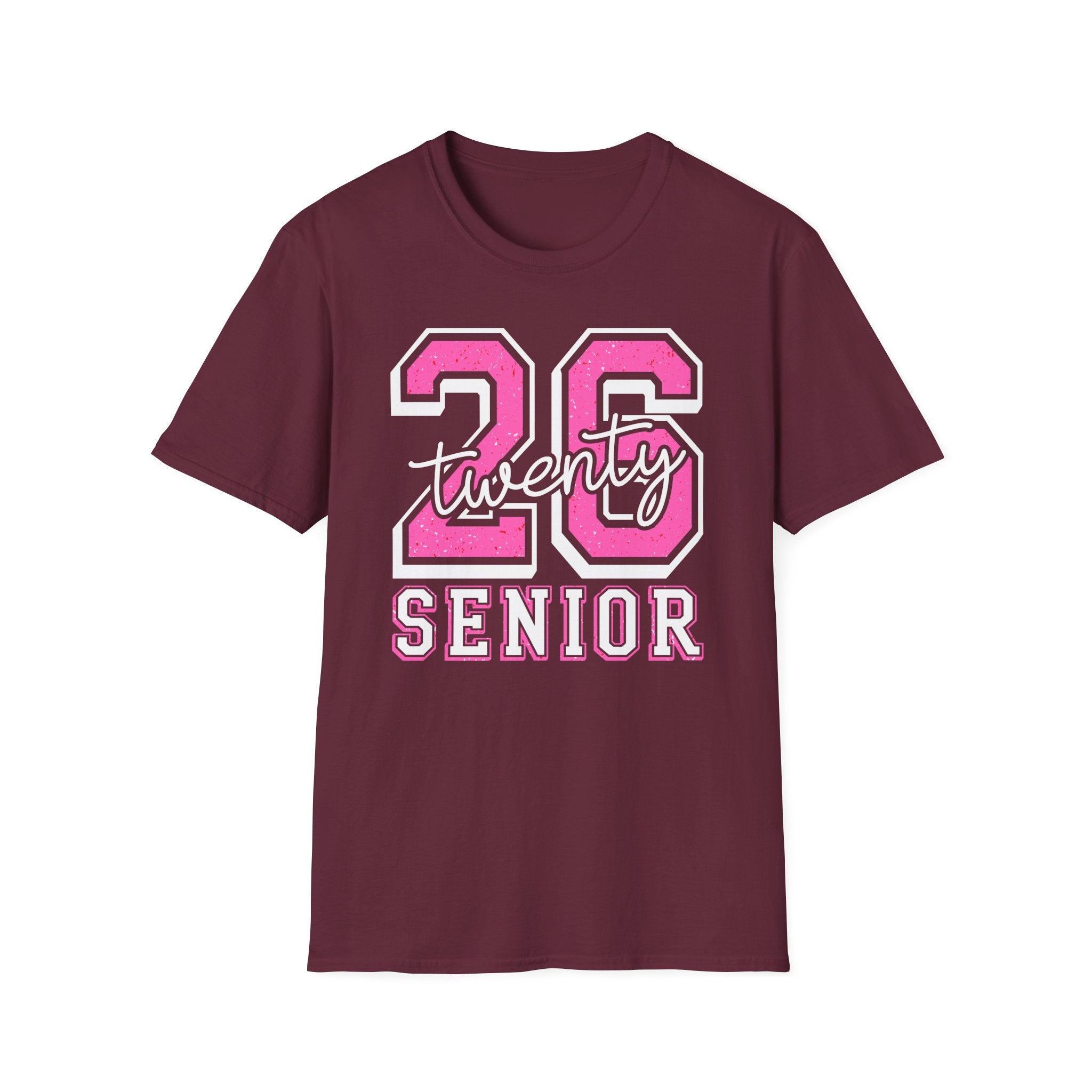 Senior Class of 26 T-Shirt — "twenty 26" Pink Varsity Senior Tee