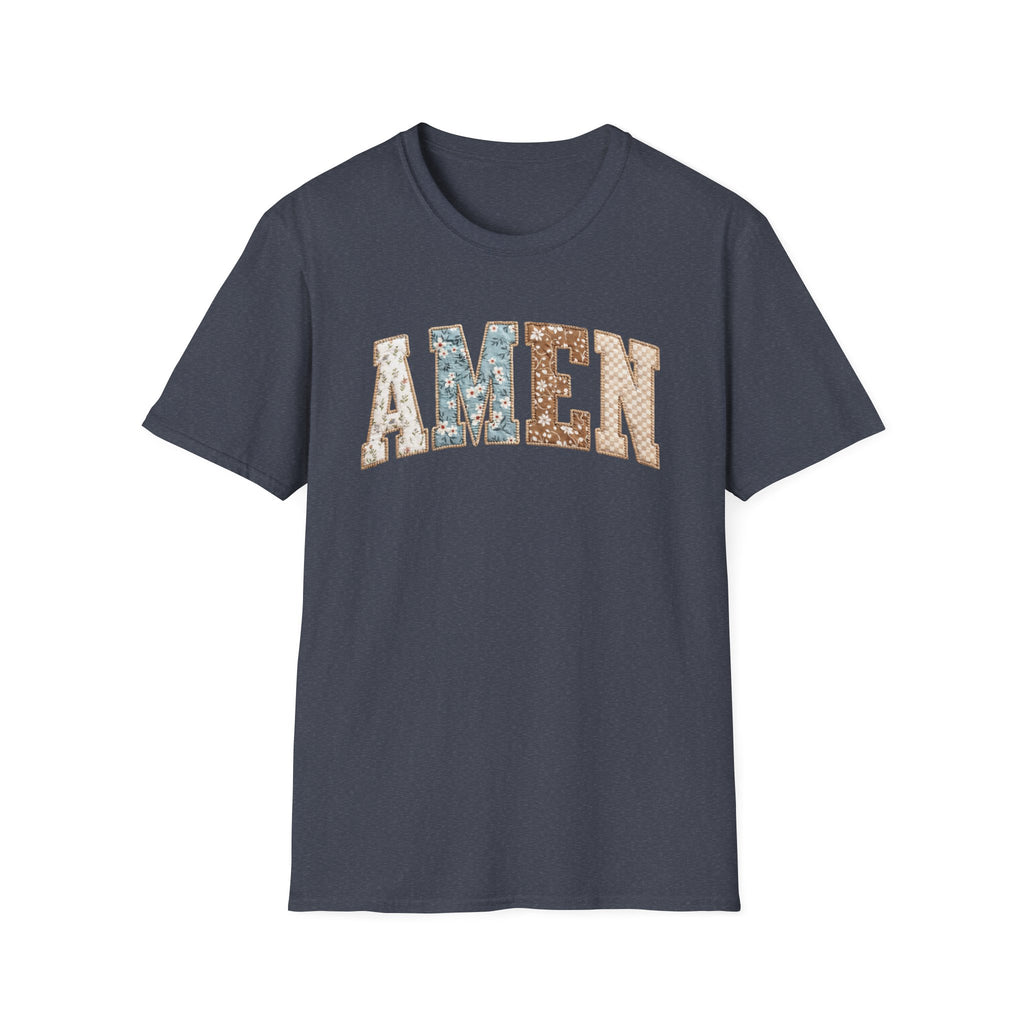 Amen Floral T-Shirt — Vintage Patchwork Faith Tee