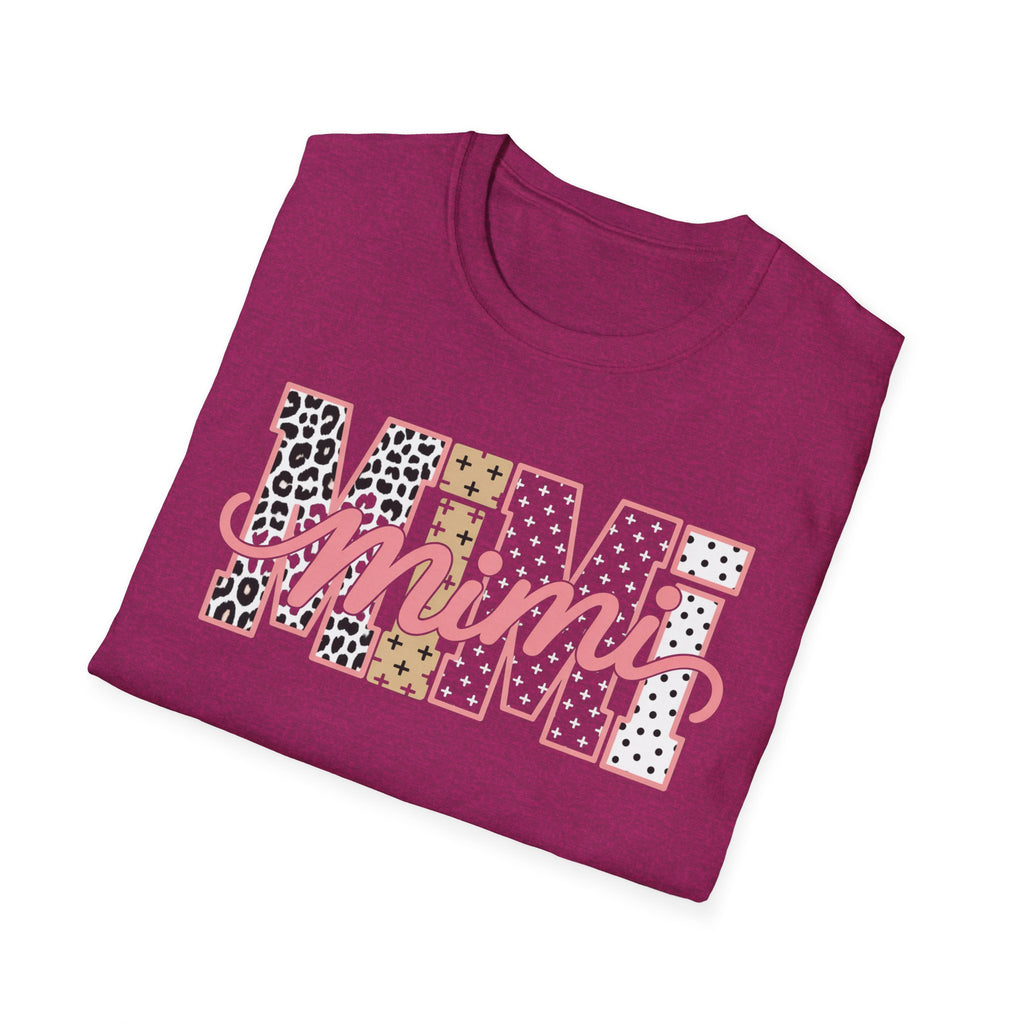 Mimi Leopard Patchwork T‑Shirt — Cute Floral & Animal Print "Mimi" Graphic Tee