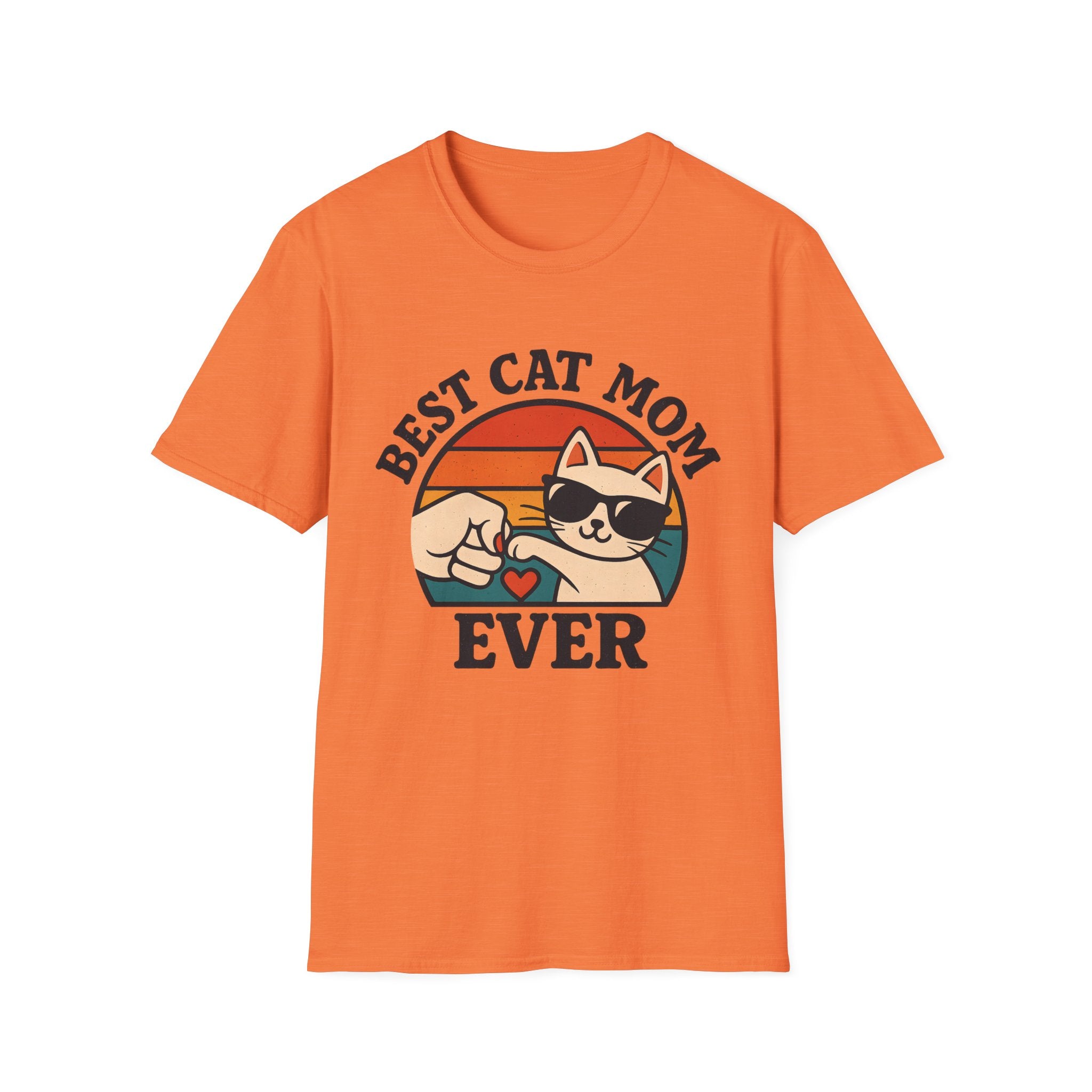 Best Cat Mom Ever T-Shirt — Cute Retro Cat Fist Bump Tee for Cat Lovers, Mother's Day Gift