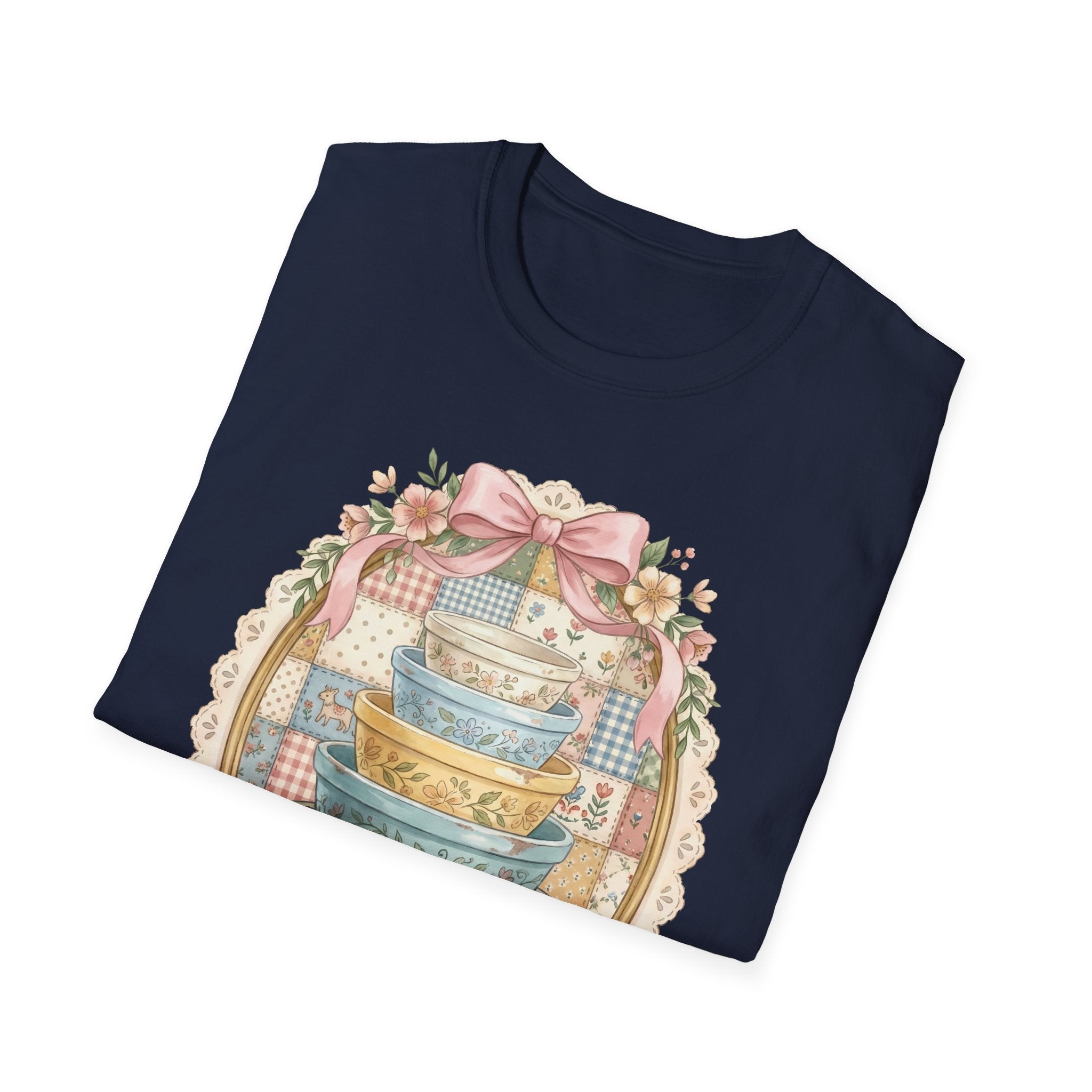 Vintage Mixing Bowls T-Shirt — Shabby Chic Kitchen Stack Graphic Tee
