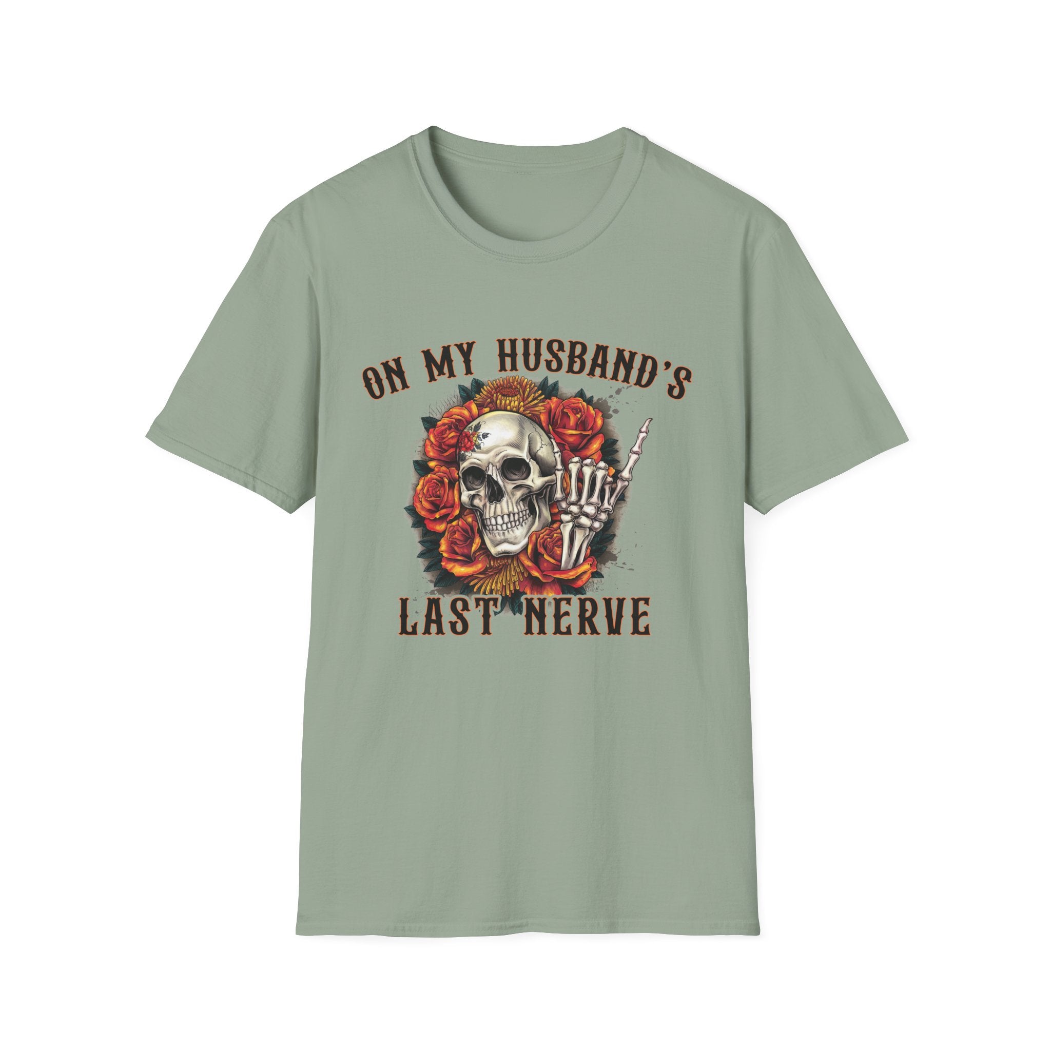 On My Husband's Last Nerve Skull & Roses T‑Shirt
