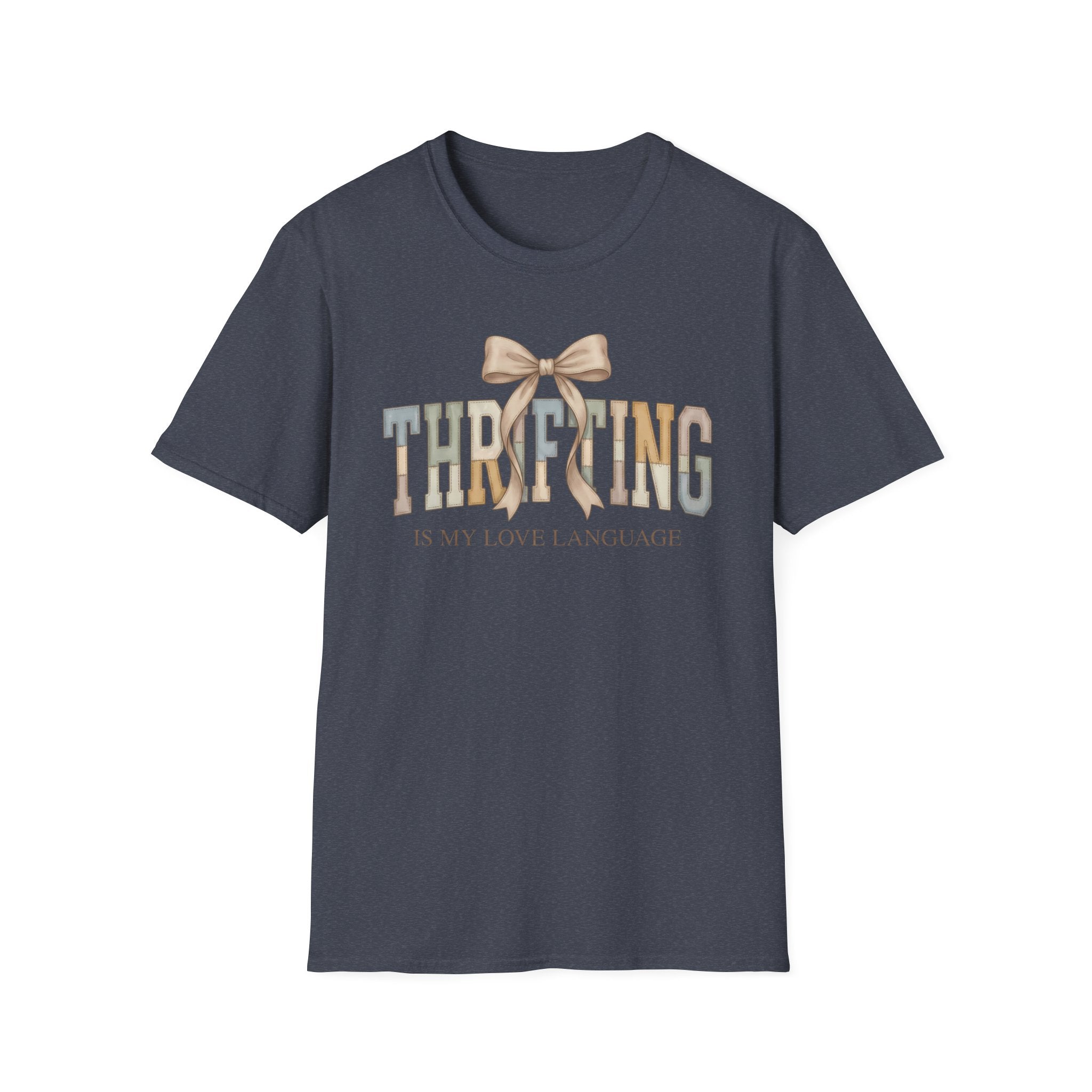 Thrifting Is My Love Language T-Shirt – Retro Bow Vintage Vibe Tee for Thrift Lovers