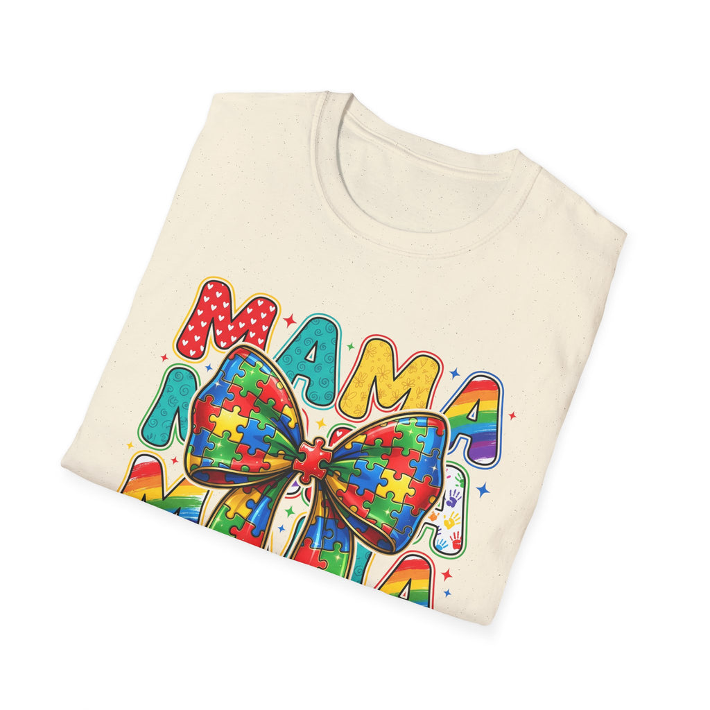 Autism Awareness Mama T-Shirt — Puzzle Ribbon Mom Tee for Autism Support