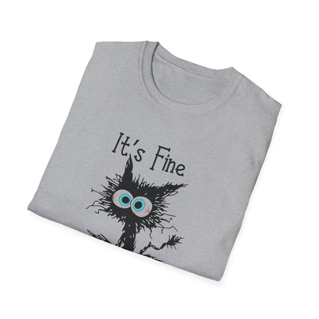 It's Fine Cat T-Shirt — Funny Grunge Cat Graphic Tee ("It's Fine I'm Fine Everything Is Fine")