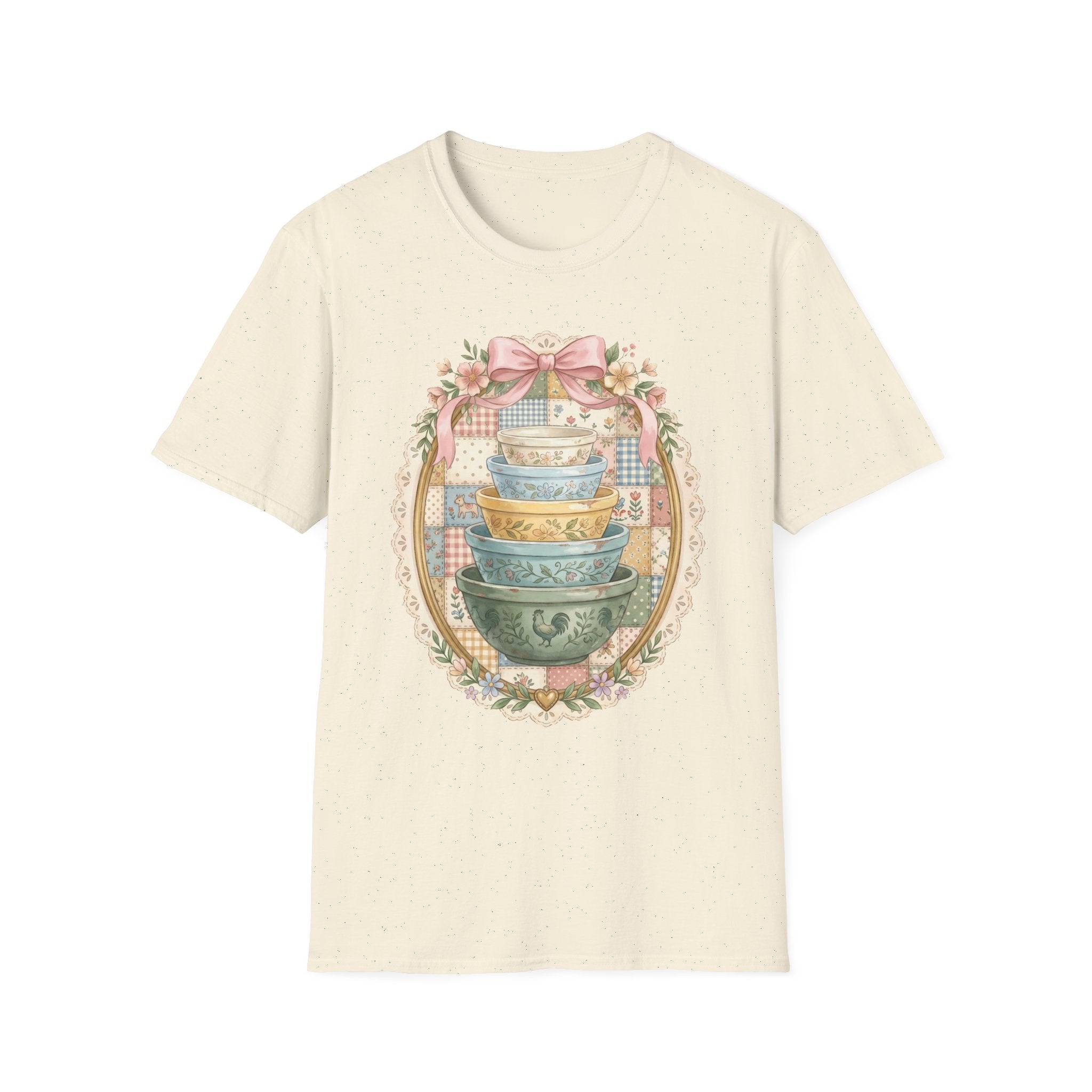 Vintage Mixing Bowls T-Shirt — Shabby Chic Kitchen Stack Graphic Tee