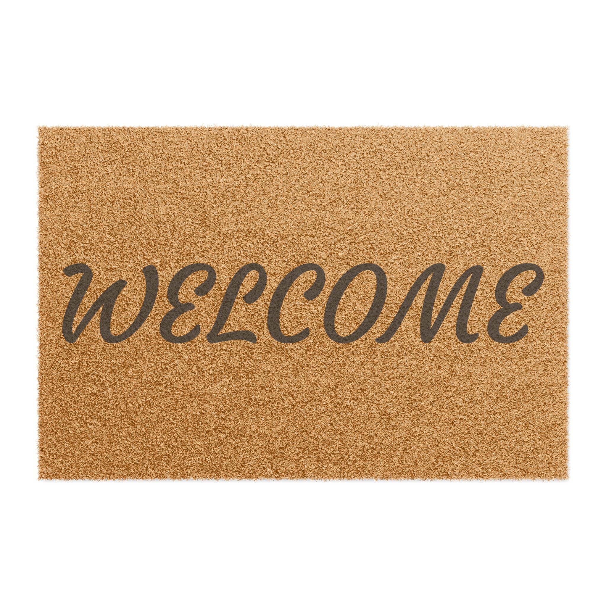 Welcome Coir Doormat — Natural Coconut Fiber Entry Mat with Script "WELCOME"