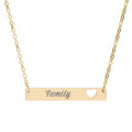 Engravable Cutout Heart Bar Necklace – Personalized Family Name Pendant