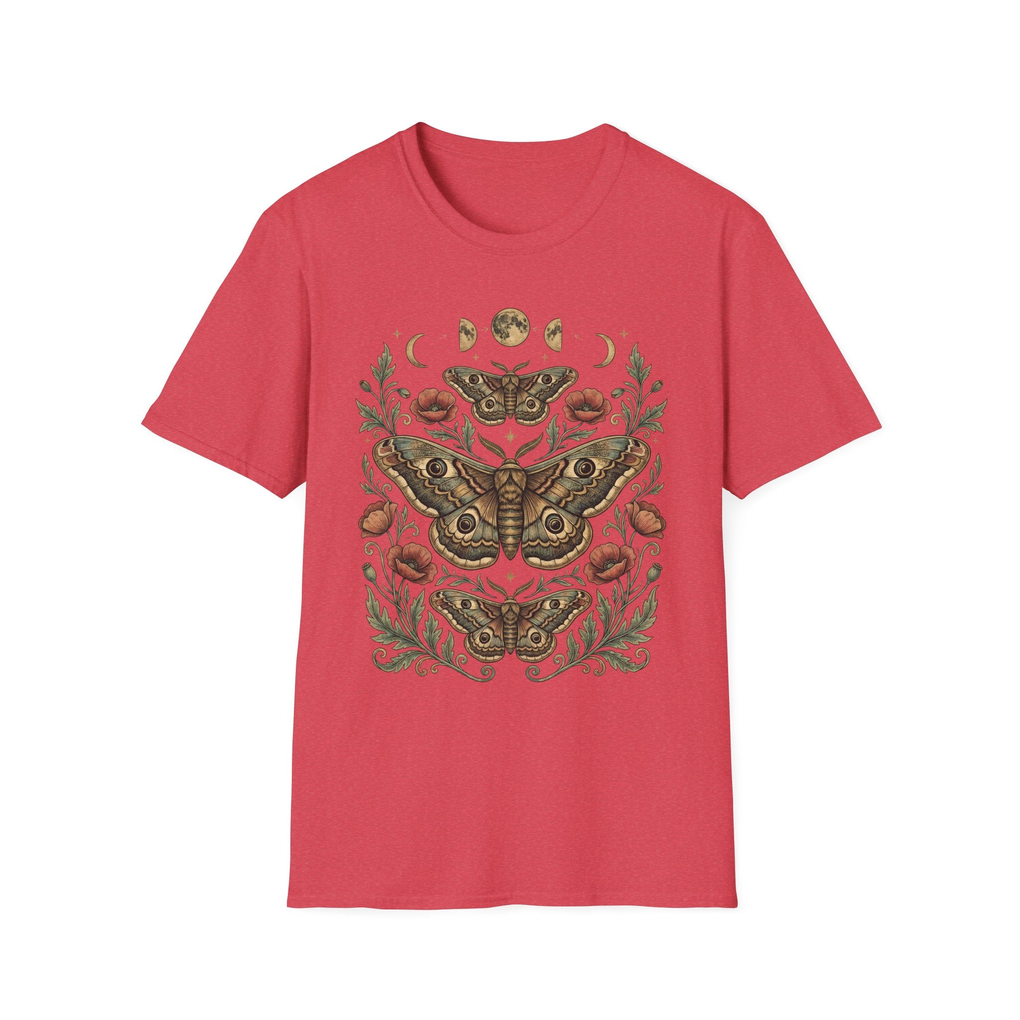 Moth & Moon Botanical T-Shirt — Vintage Poppy Moth Graphic Tee