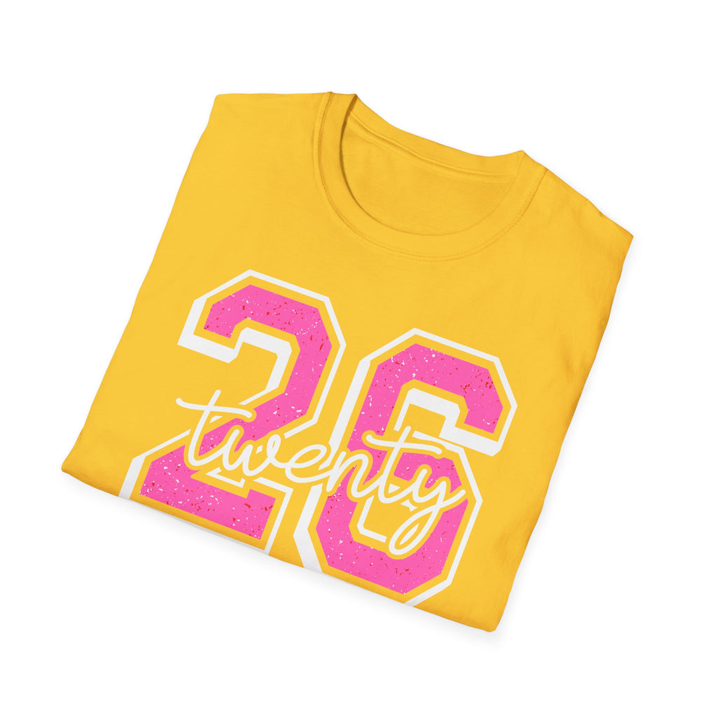 Senior Class of 26 T-Shirt — "twenty 26" Pink Varsity Senior Tee