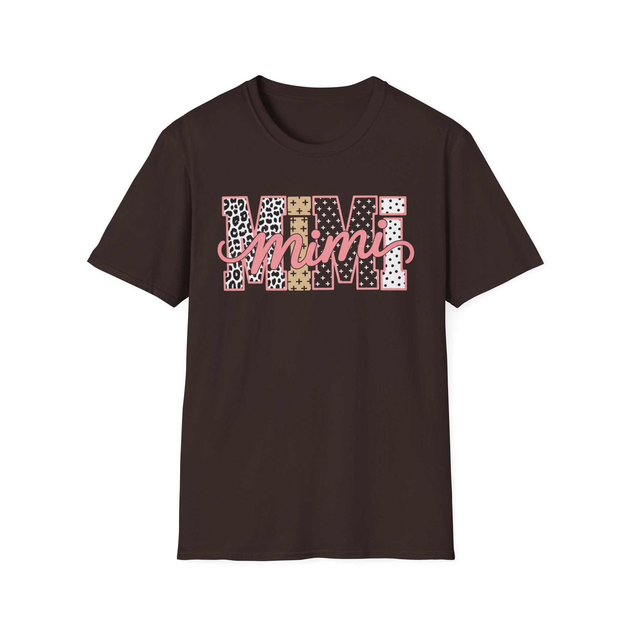 Mimi Leopard Patchwork T‑Shirt — Cute Floral & Animal Print "Mimi" Graphic Tee