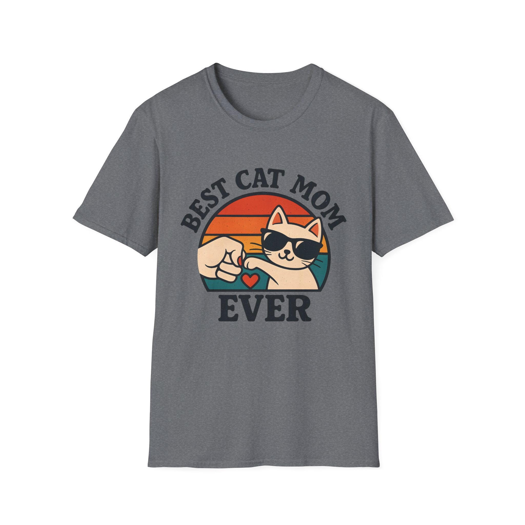 Best Cat Mom Ever T-Shirt — Cute Retro Cat Fist Bump Tee for Cat Lovers, Mother's Day Gift