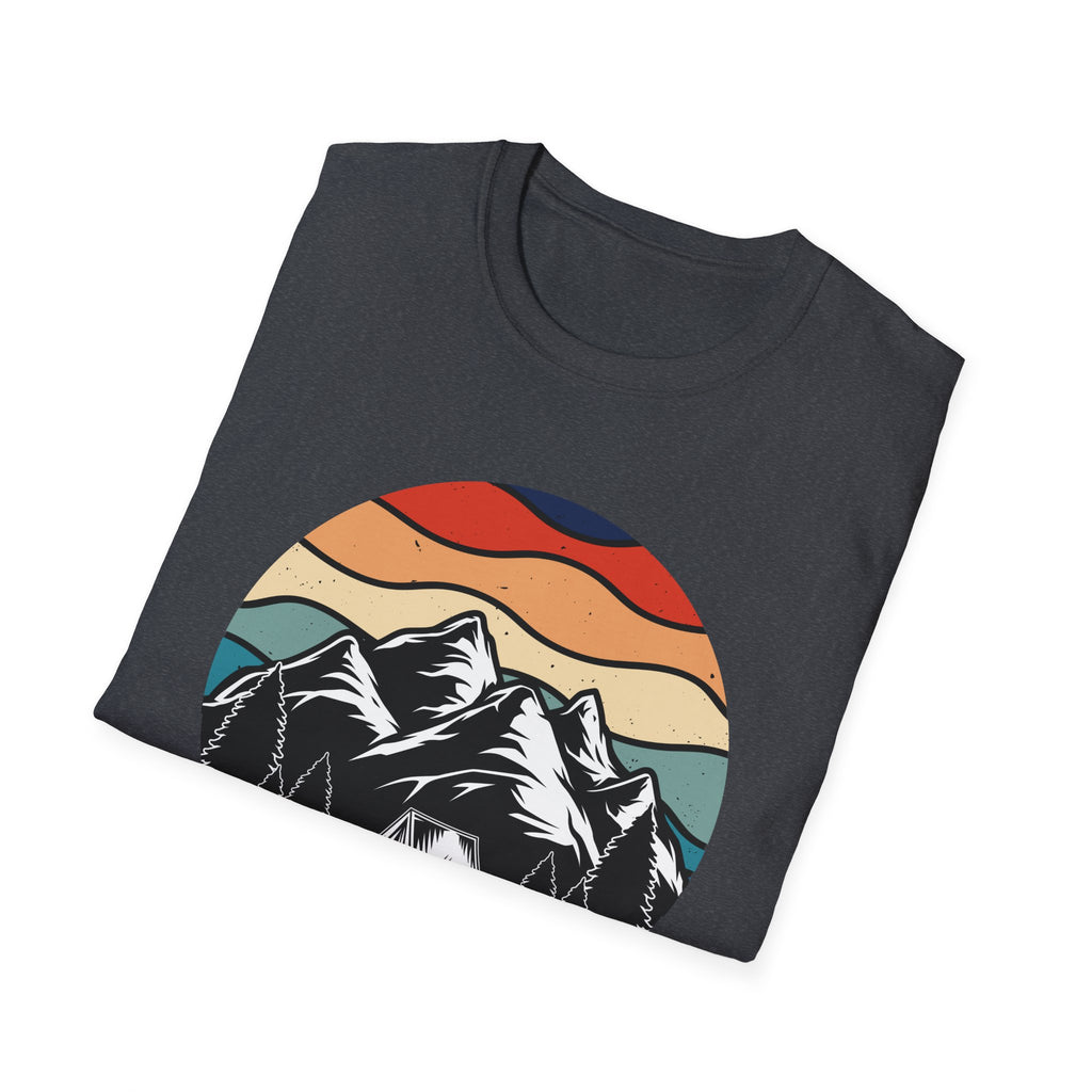 Retro Mountain Graphic T-Shirt — Sunset Camping Wilderness Tee