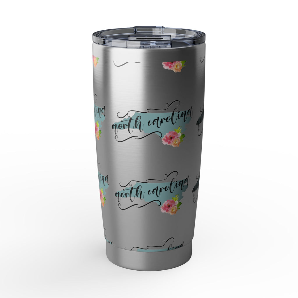 North Carolina Floral Travel Tumbler — 20oz Insulated Stainless Cup